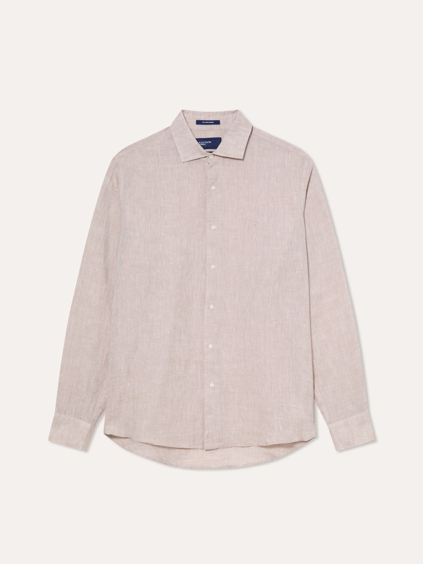 Slim Fit Plain Linen Shirt with Open Collar - Image 12