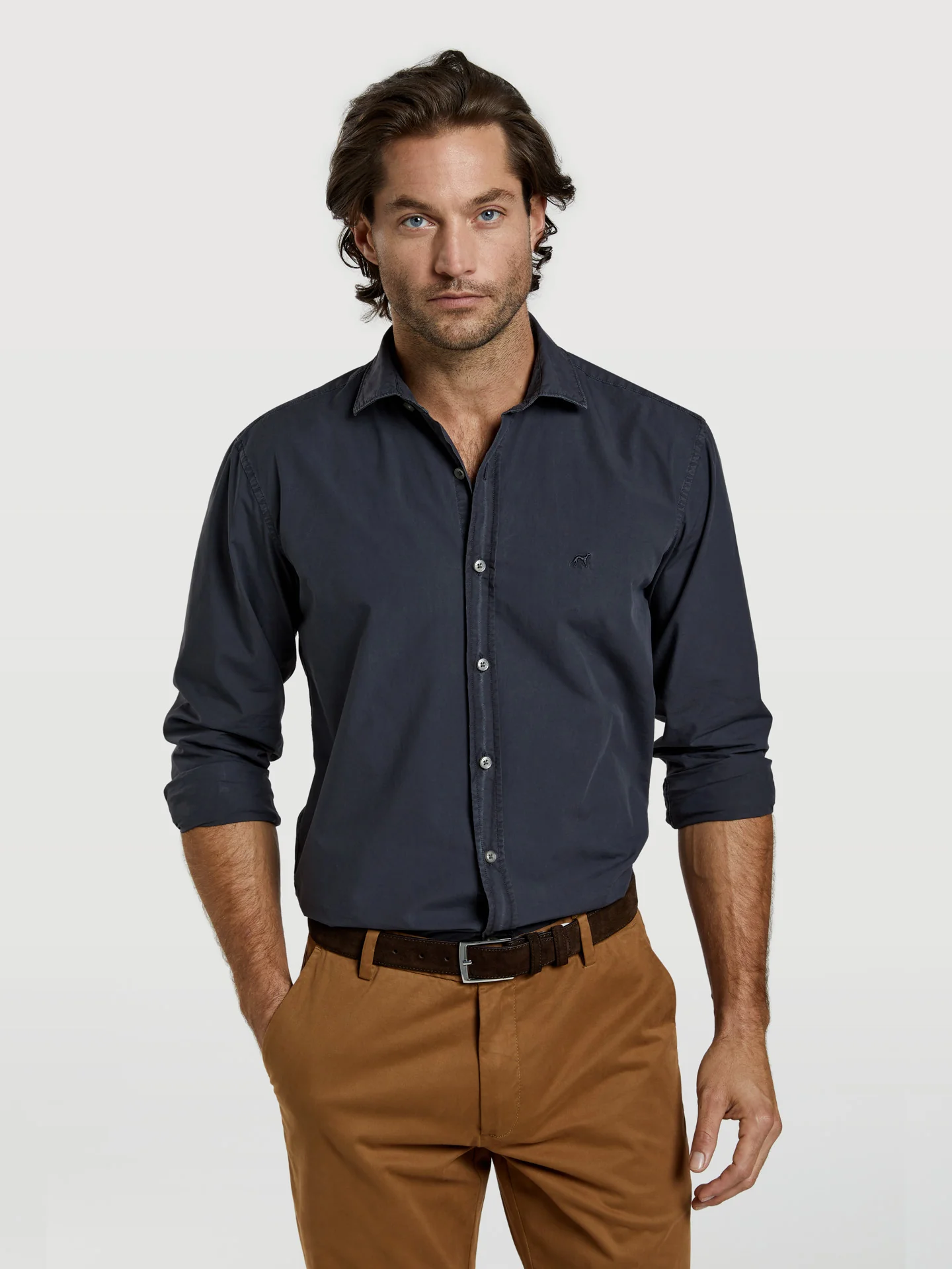 Slim fit poplin faded shirt