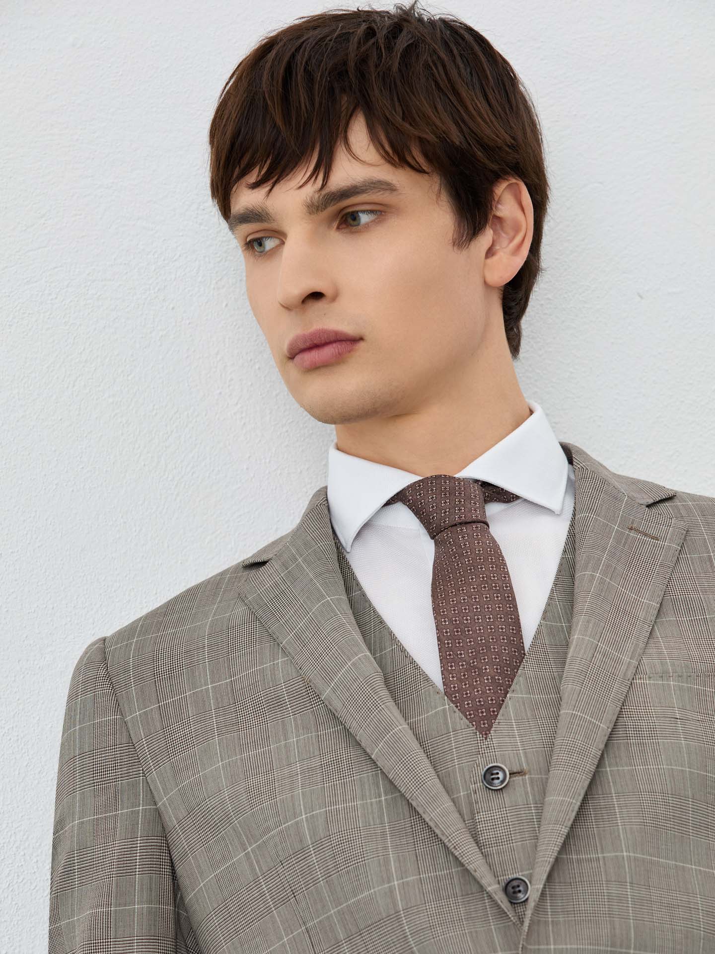 Slim Fit Prince Of Wales 3 Pieces Suit In Wool-elastane Blend - Image 4
