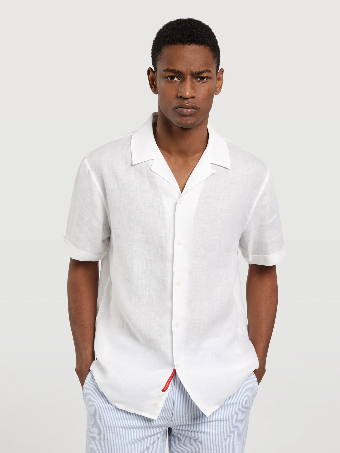 Slim fit pure linen cuba collar shirt - Image 13