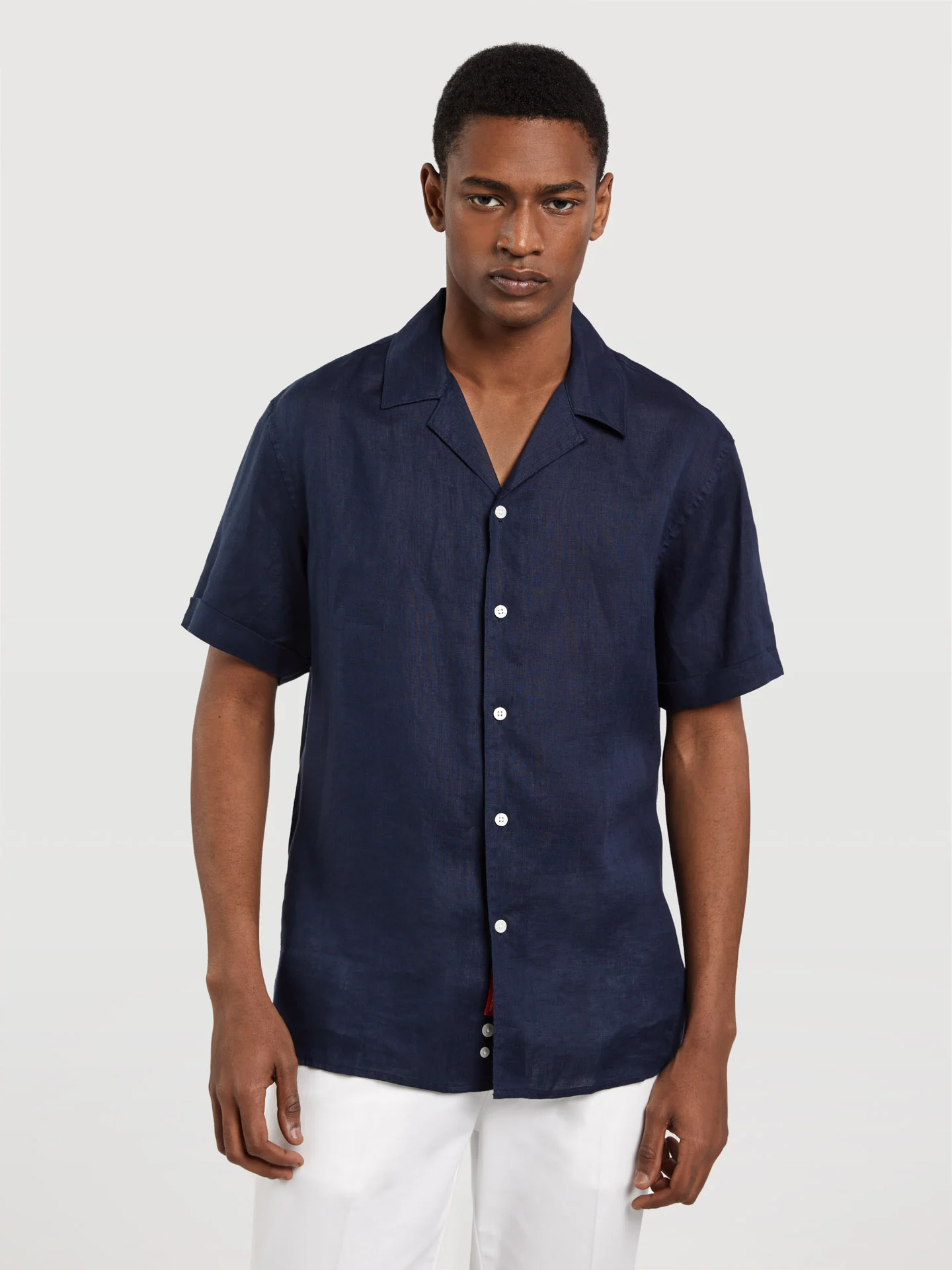 Slim fit pure linen cuba collar shirt - Image 4