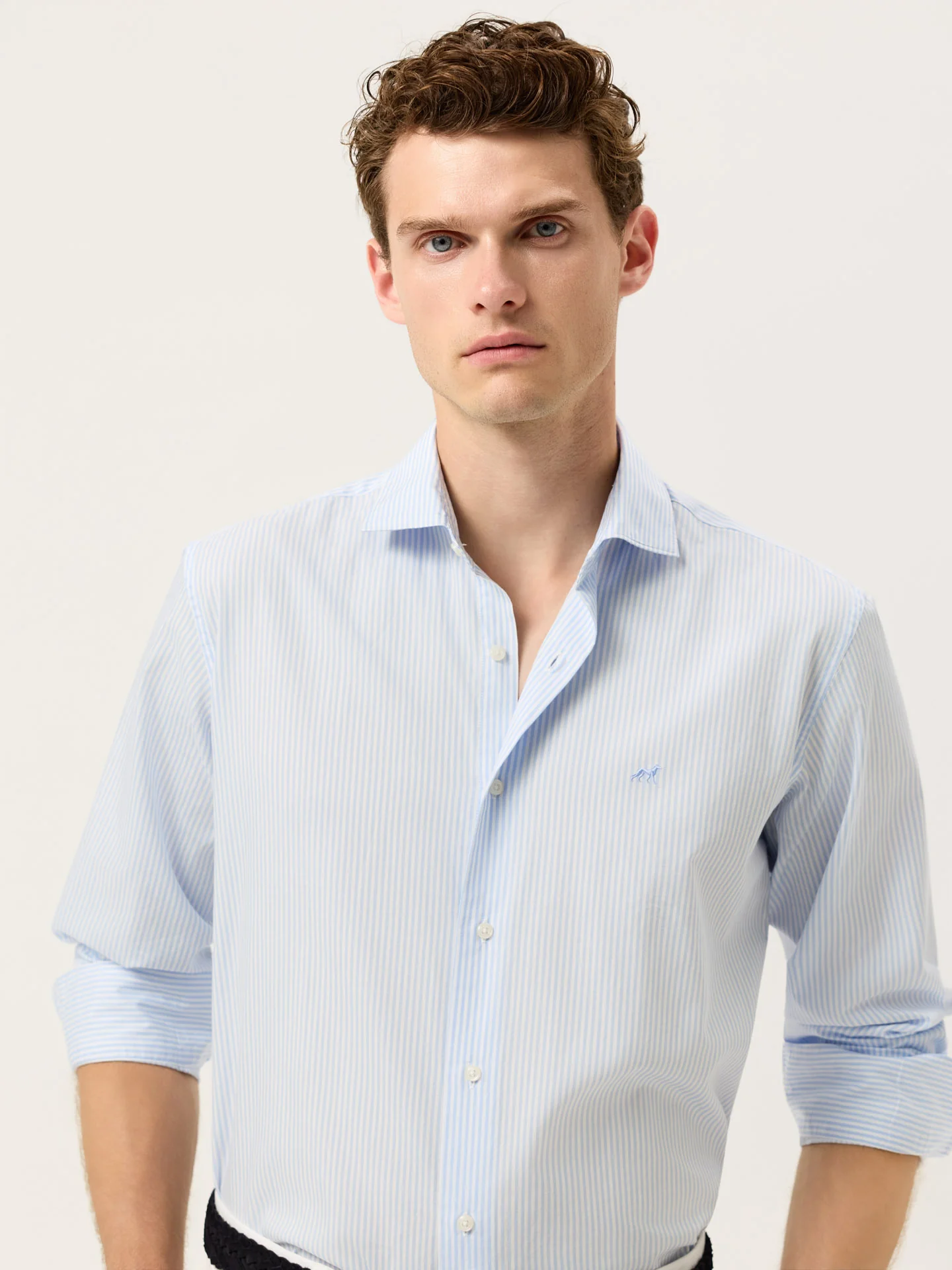 Slim Fit Pyrus Striped Shirt With Soft Satin Finish