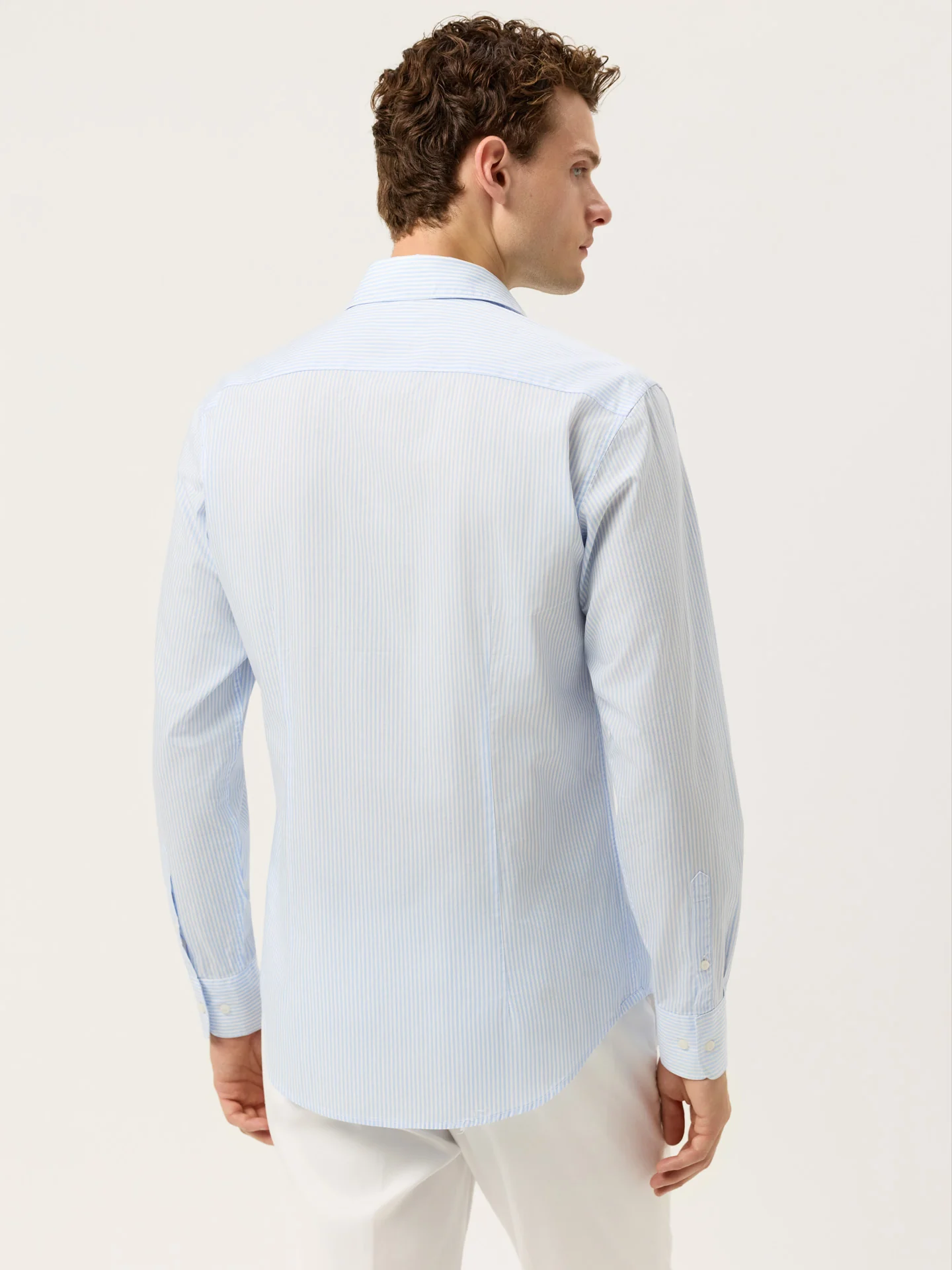 Slim Fit Pyrus Striped Shirt With Soft Satin Finish - Image 3