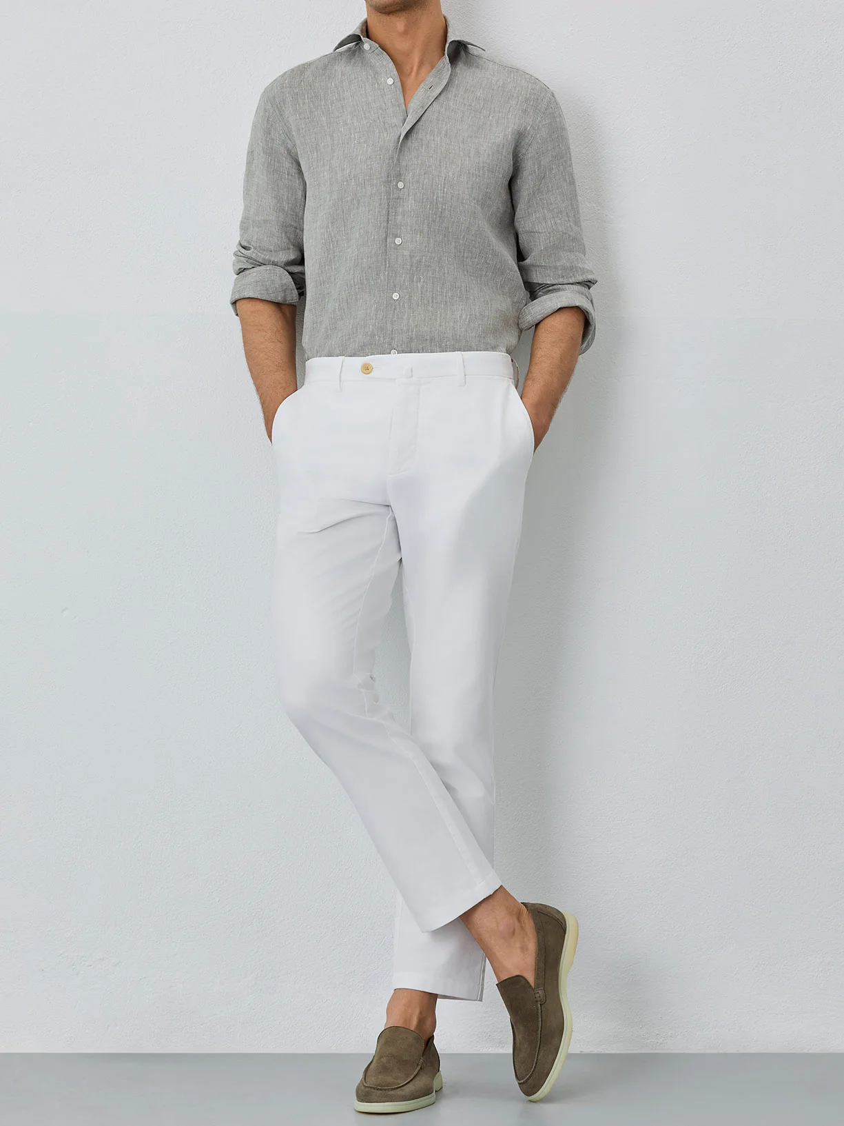 Slim Fit Shirt With Bristol Collar In Linen