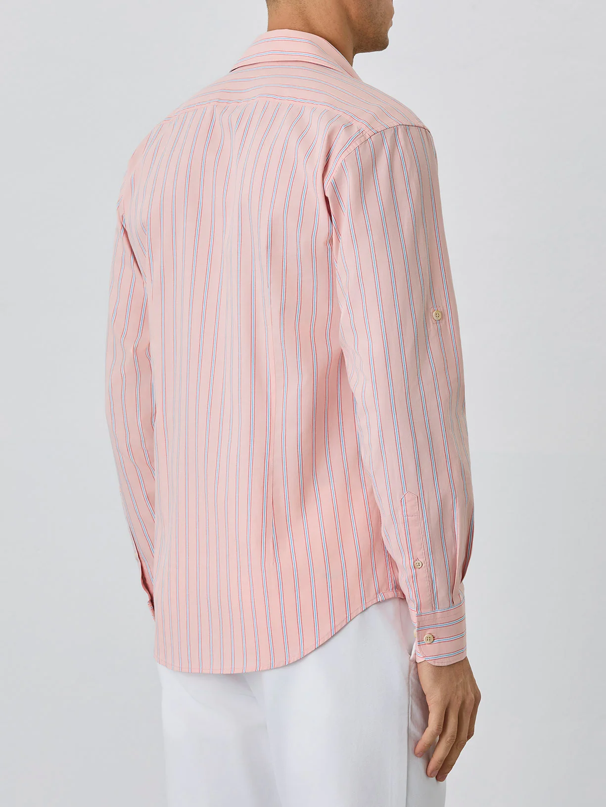 Slim Fit Shirt With Chest Pocket in BCI Cotton With Stripes - Image 3