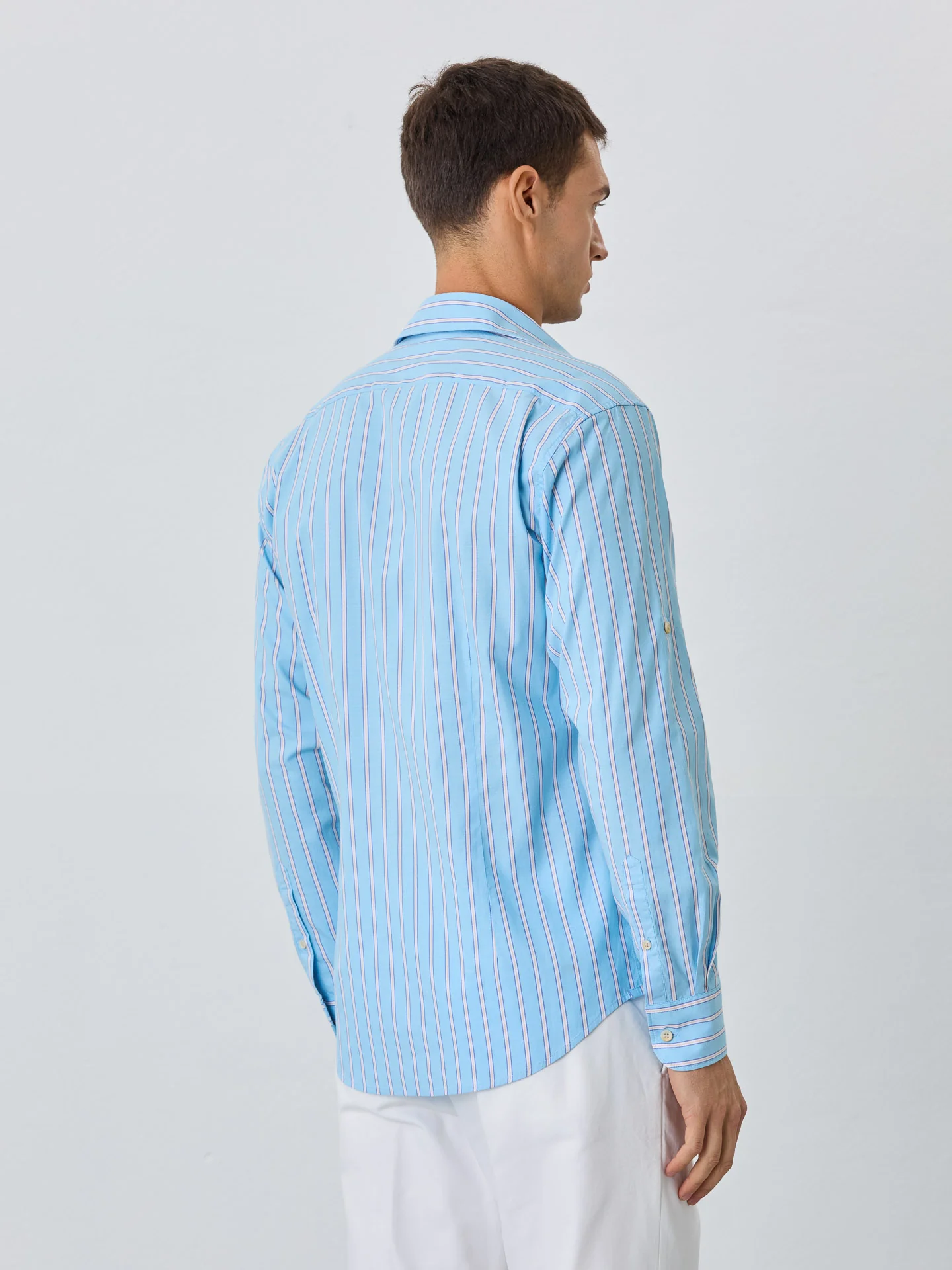Slim Fit Shirt With Chest Pocket in BCI Cotton With Stripes - Image 3
