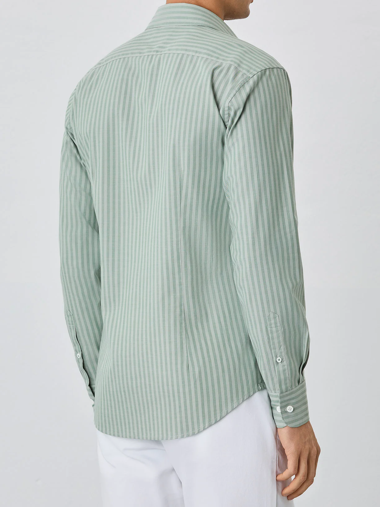 Slim Fit Shirt With Chest Pocket in BCI Cotton With Stripes - Image 3