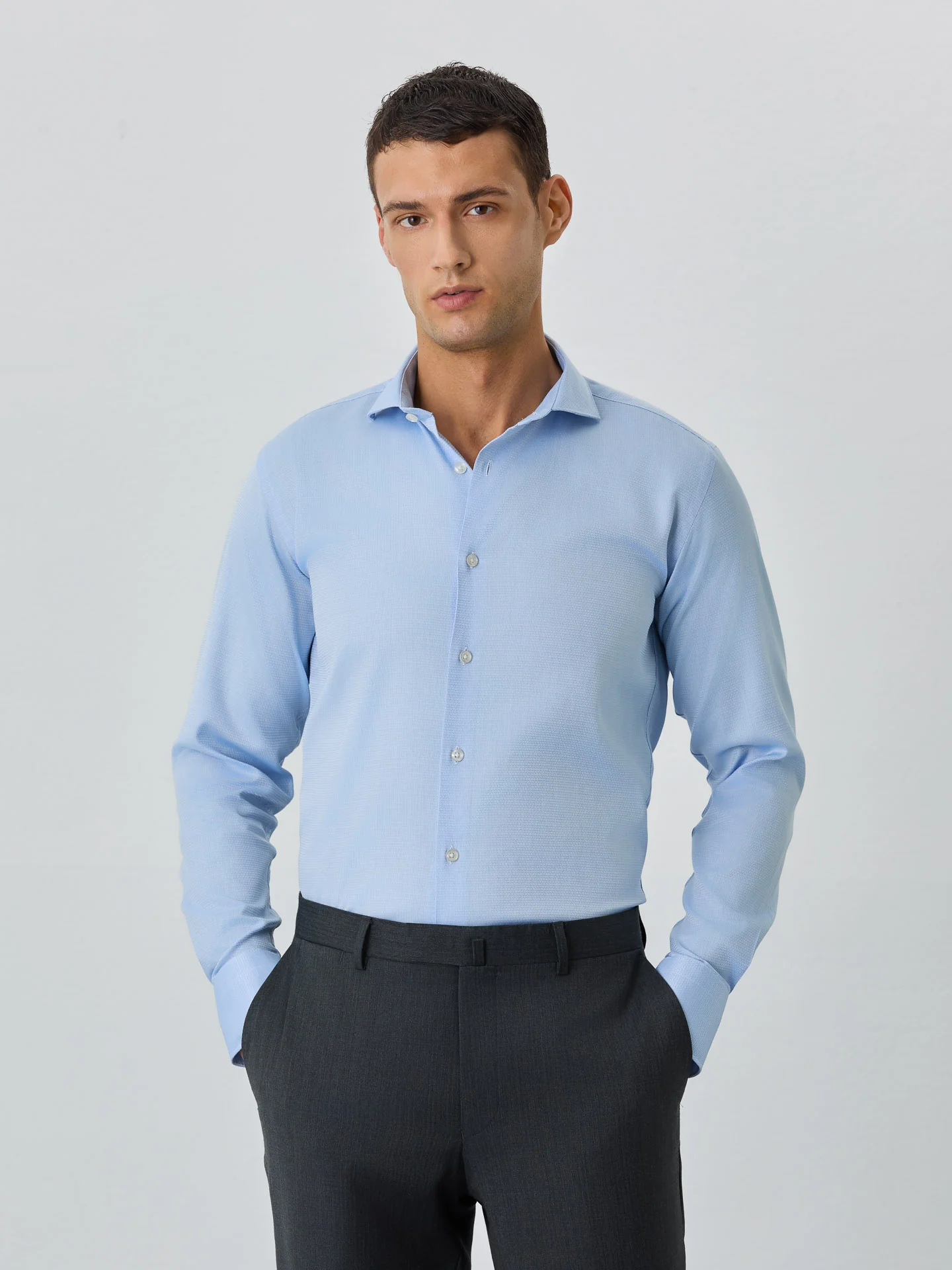 Slim Fit Shirt With Dublin Collar In Cotton - Image 2