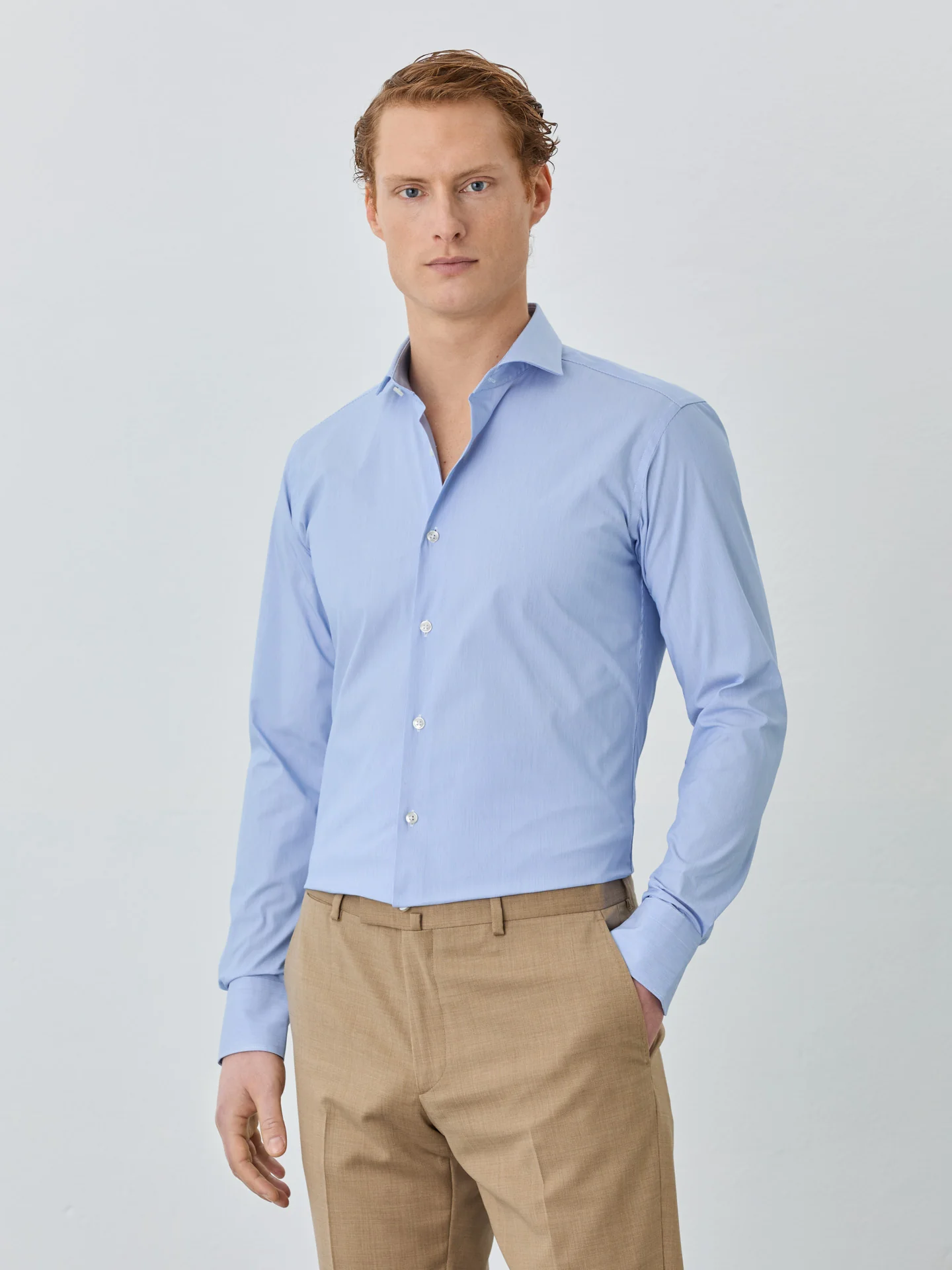 Slim Fit Shirt With Dublin Collar In Cotton Blend