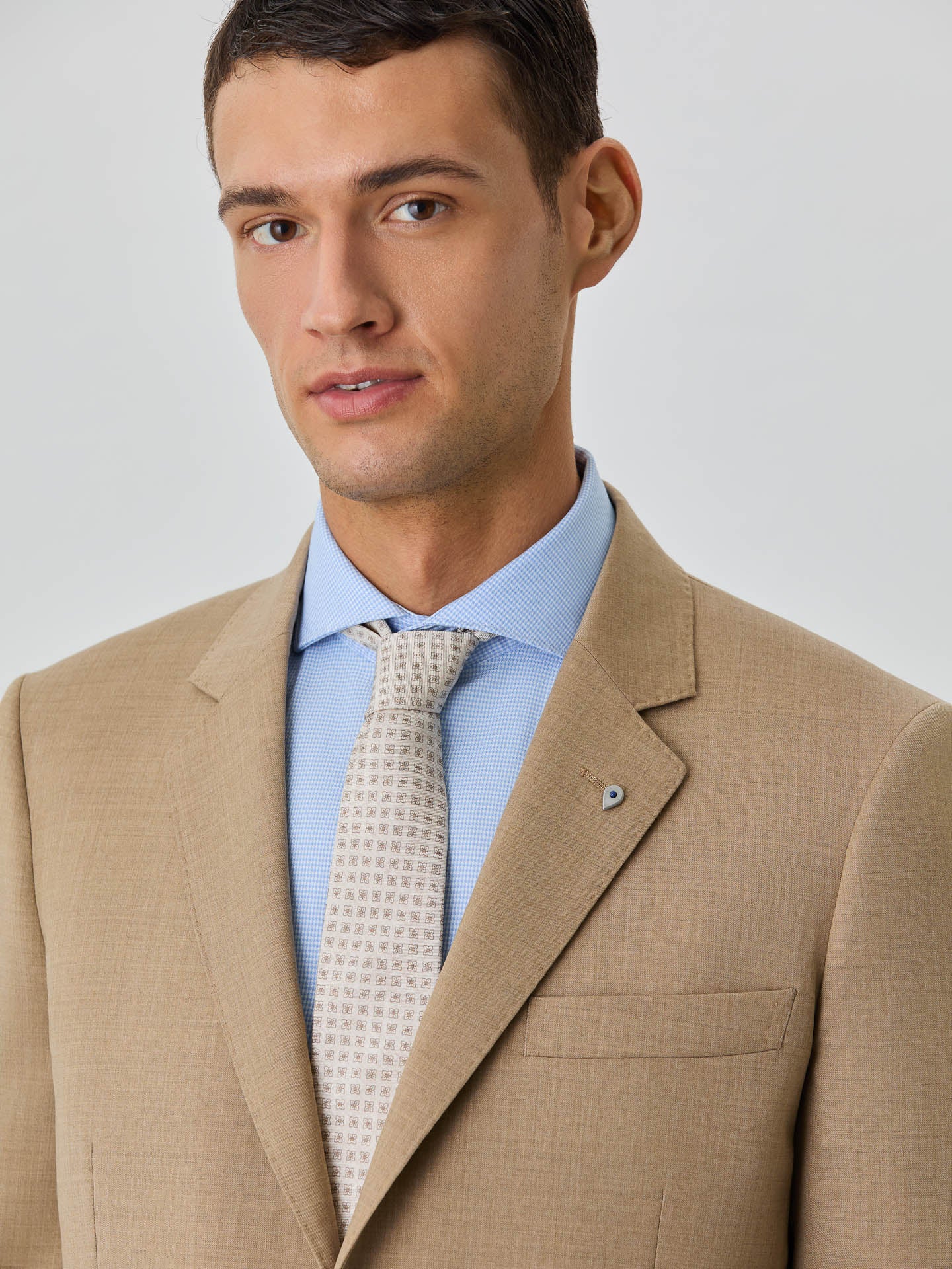 Slim Fit Shirt With Dublin Collar In Cotton Blend With Micro Pattern - Image 5