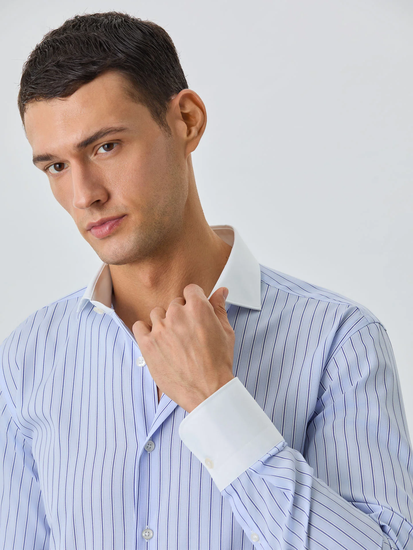 Slim Fit Shirt With Dublin Collar In Cotton With Stripes