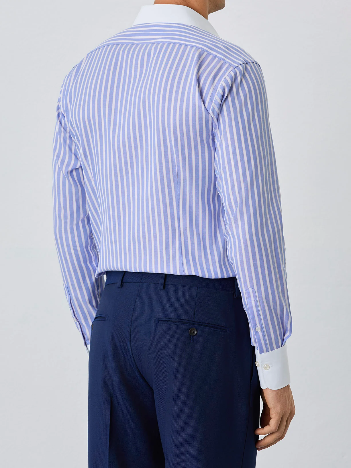 Slim Fit Shirt With Manchester Collar In Cotton With Stripes - Image 3