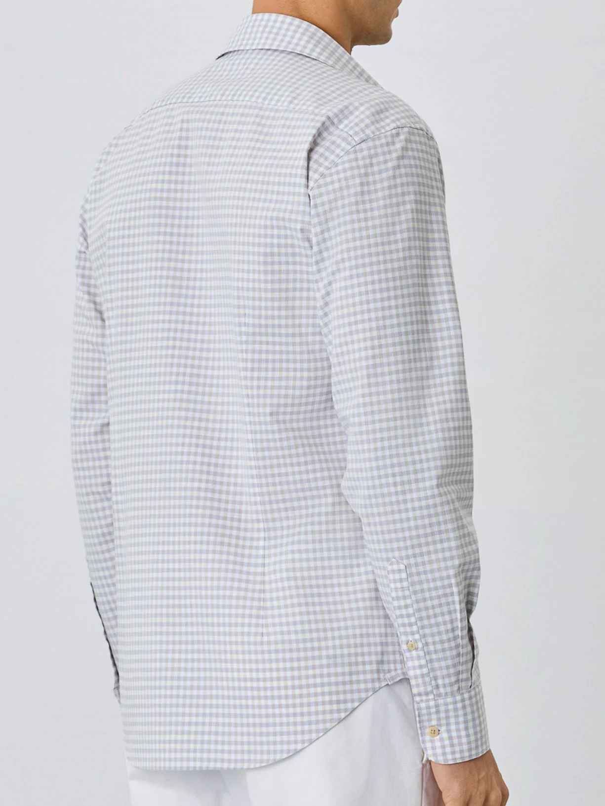 Slim Fit Shirt With Open Collar In BCI Cotton With Checks - Image 3