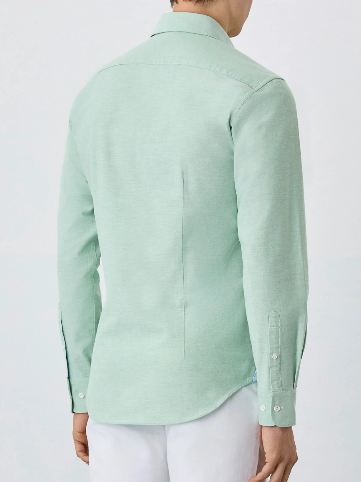 Slim Fit Shirt With Open Collar in Cotton-elastane Blend - Image 6