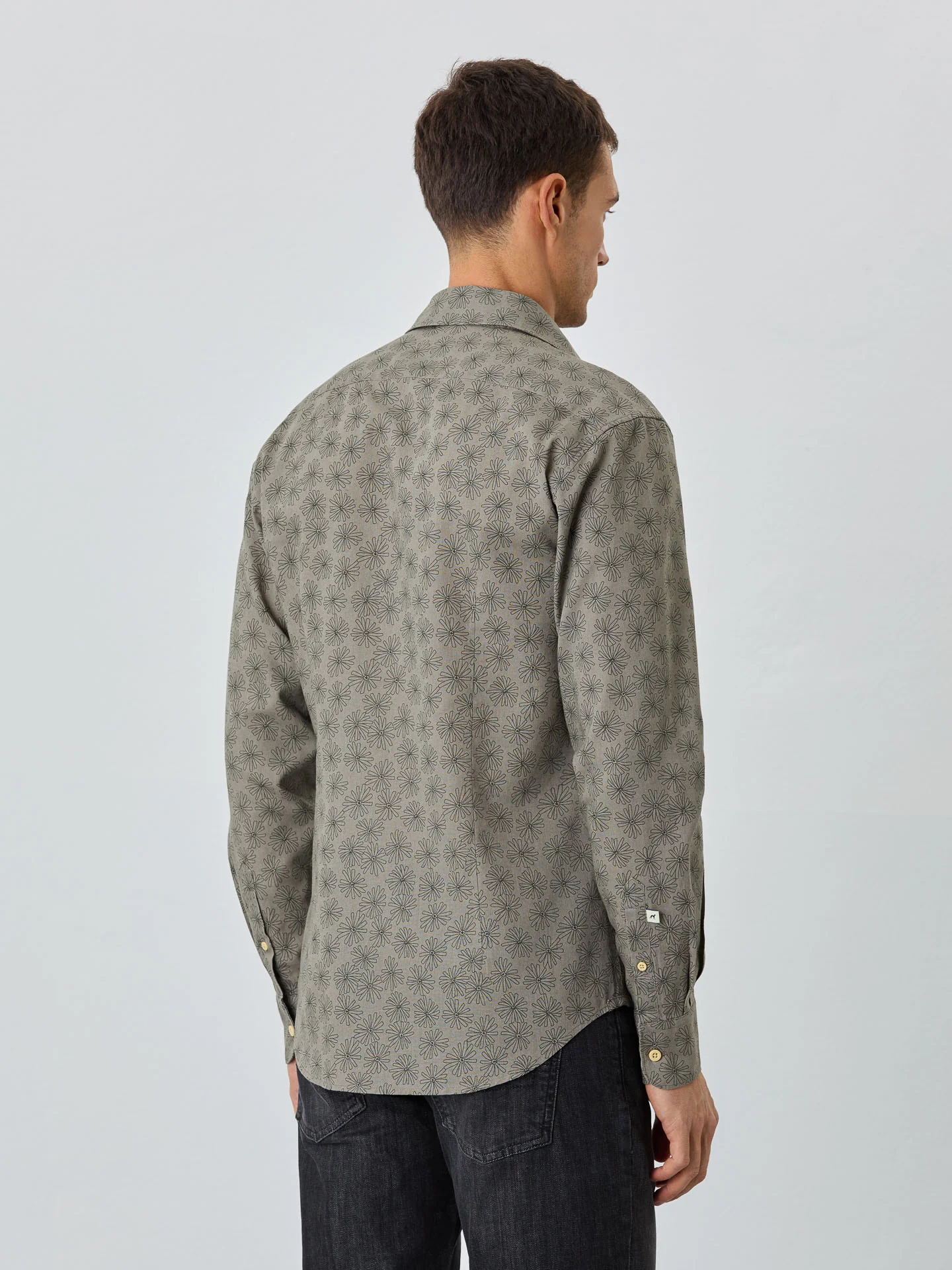 Slim Fit Shirt With Open Collar In Cotton-linen Blend With Print - Image 3