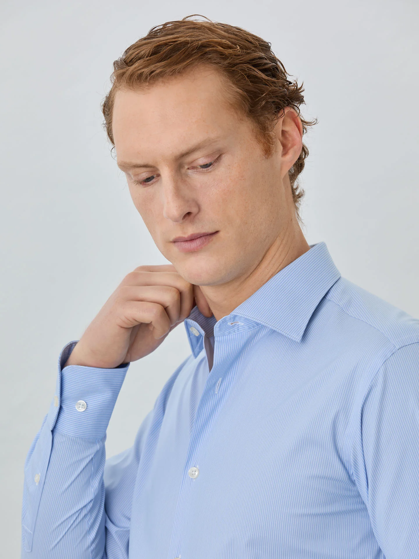 Slim Fit Shirt With Oxford Collar In Cotton Blend With Stripes - Image 2