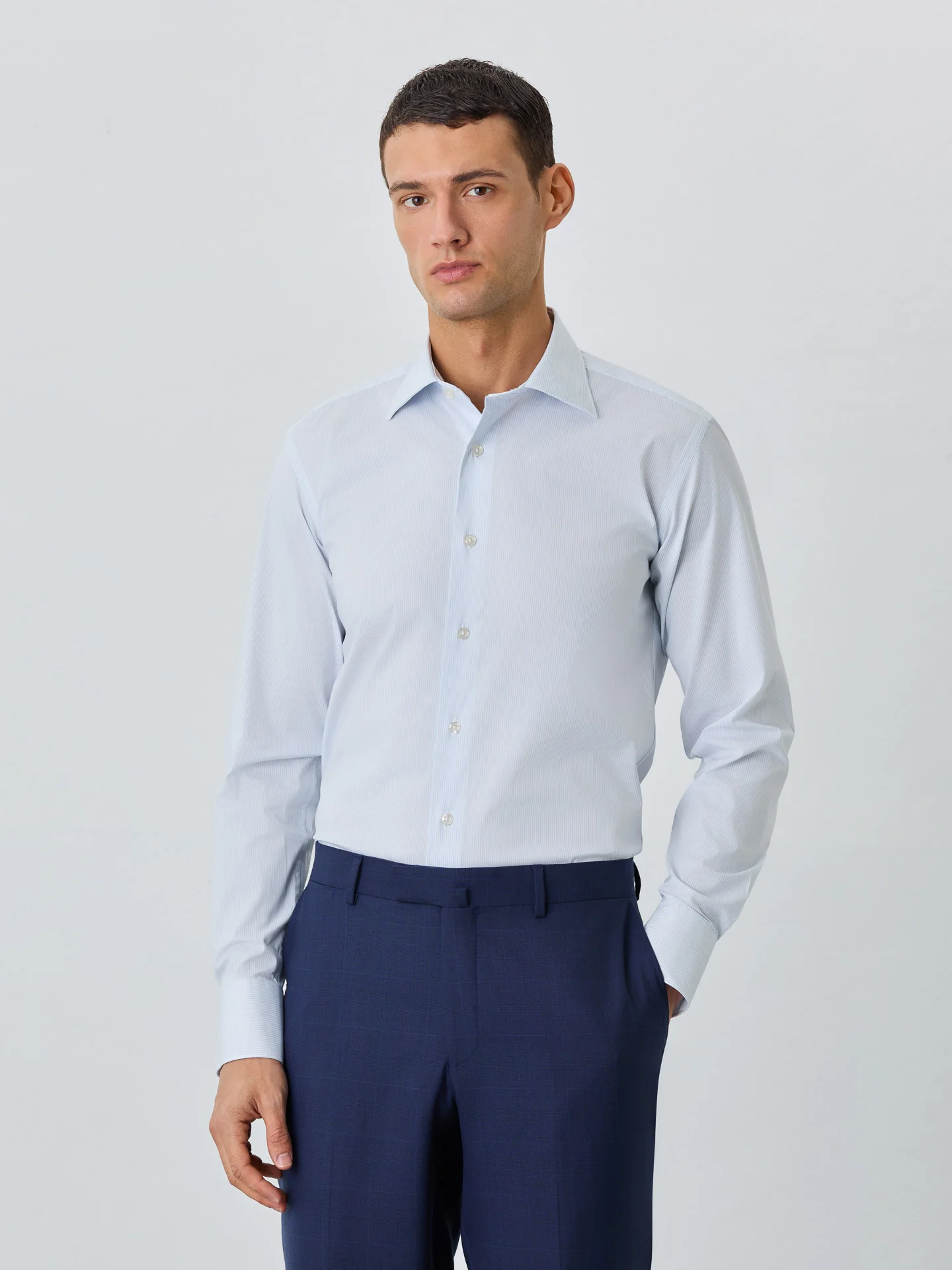 Slim Fit Shirt With Oxford Collar In Cotton Blend With Stripes - Image 2