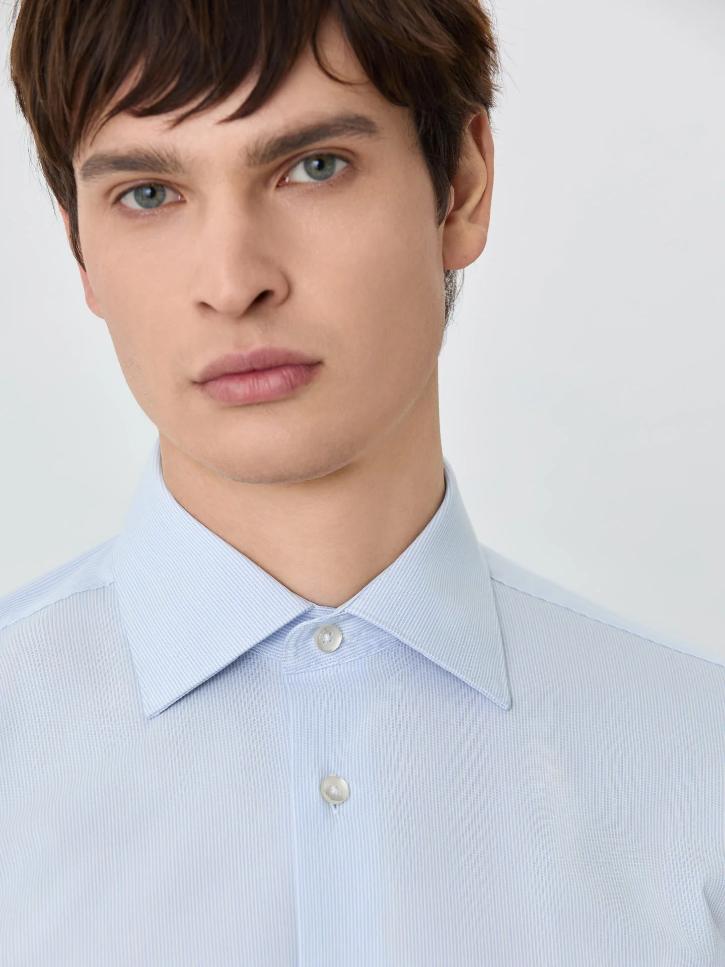 Slim Fit Shirt With Oxford Collar In Cotton Blend With Stripes