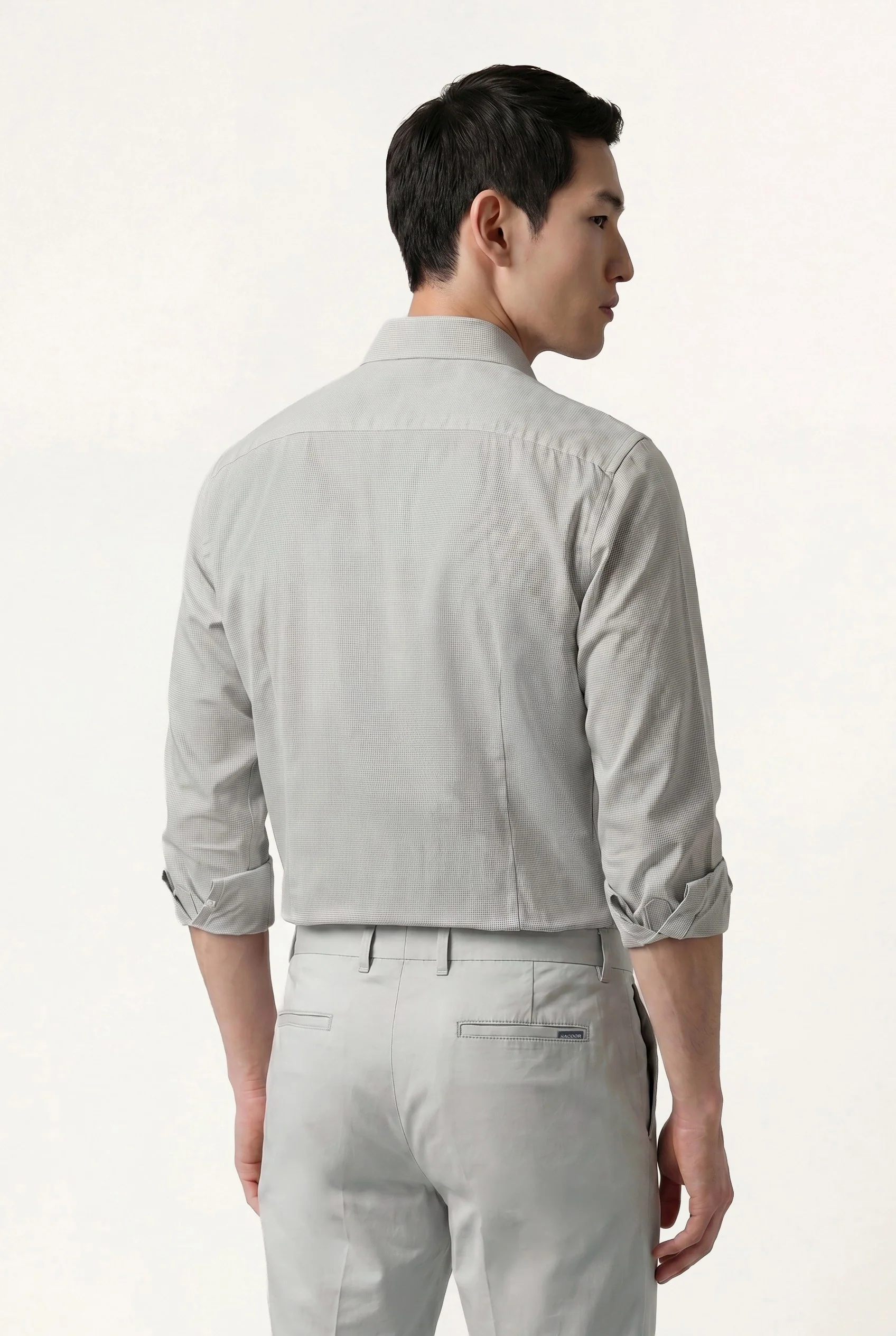 Slim Fit Small Pied Poule Shirt With Open collar - Image 3