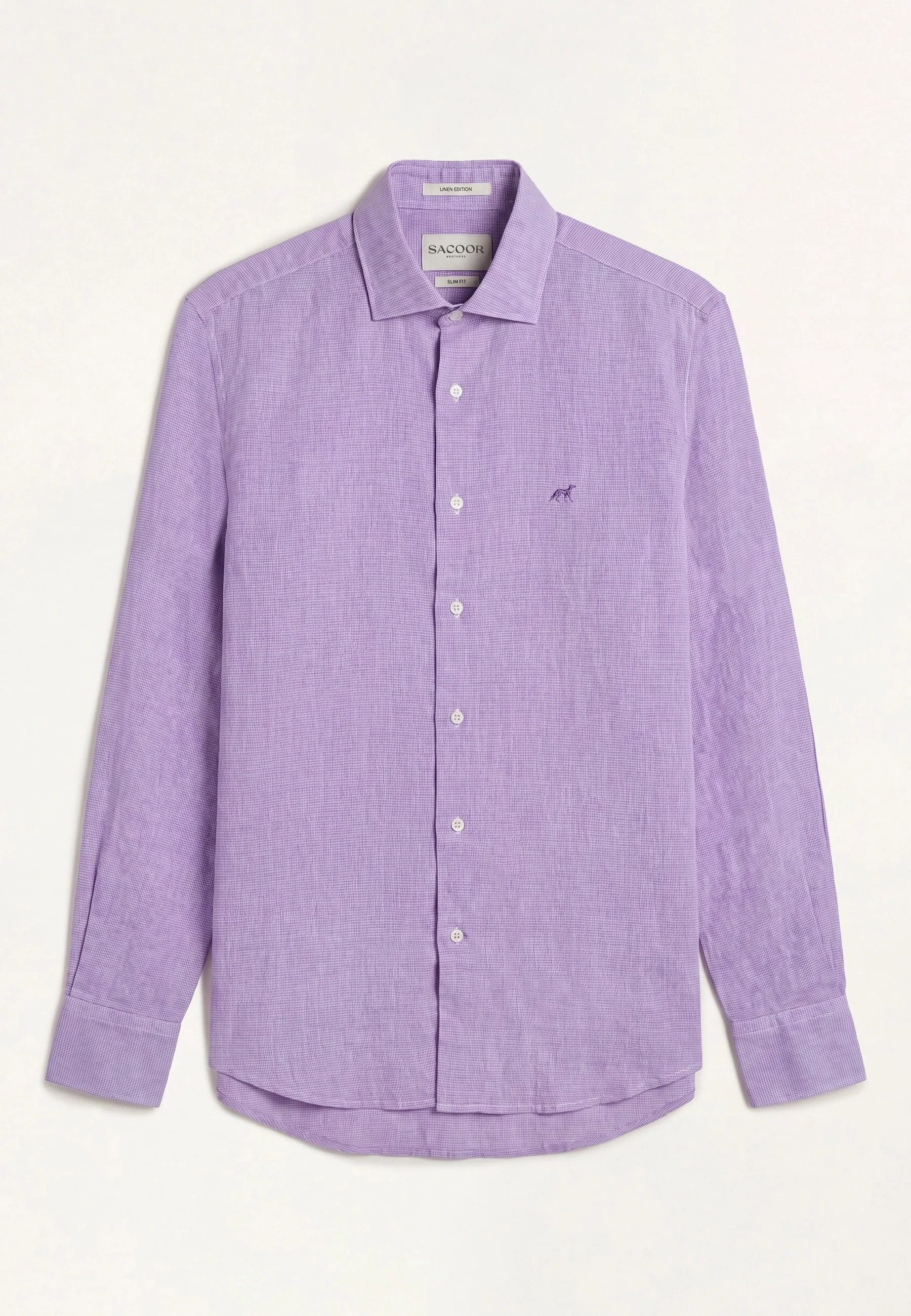 Slim Fit Small Pied Poule Shirt With Open collar - Image 3