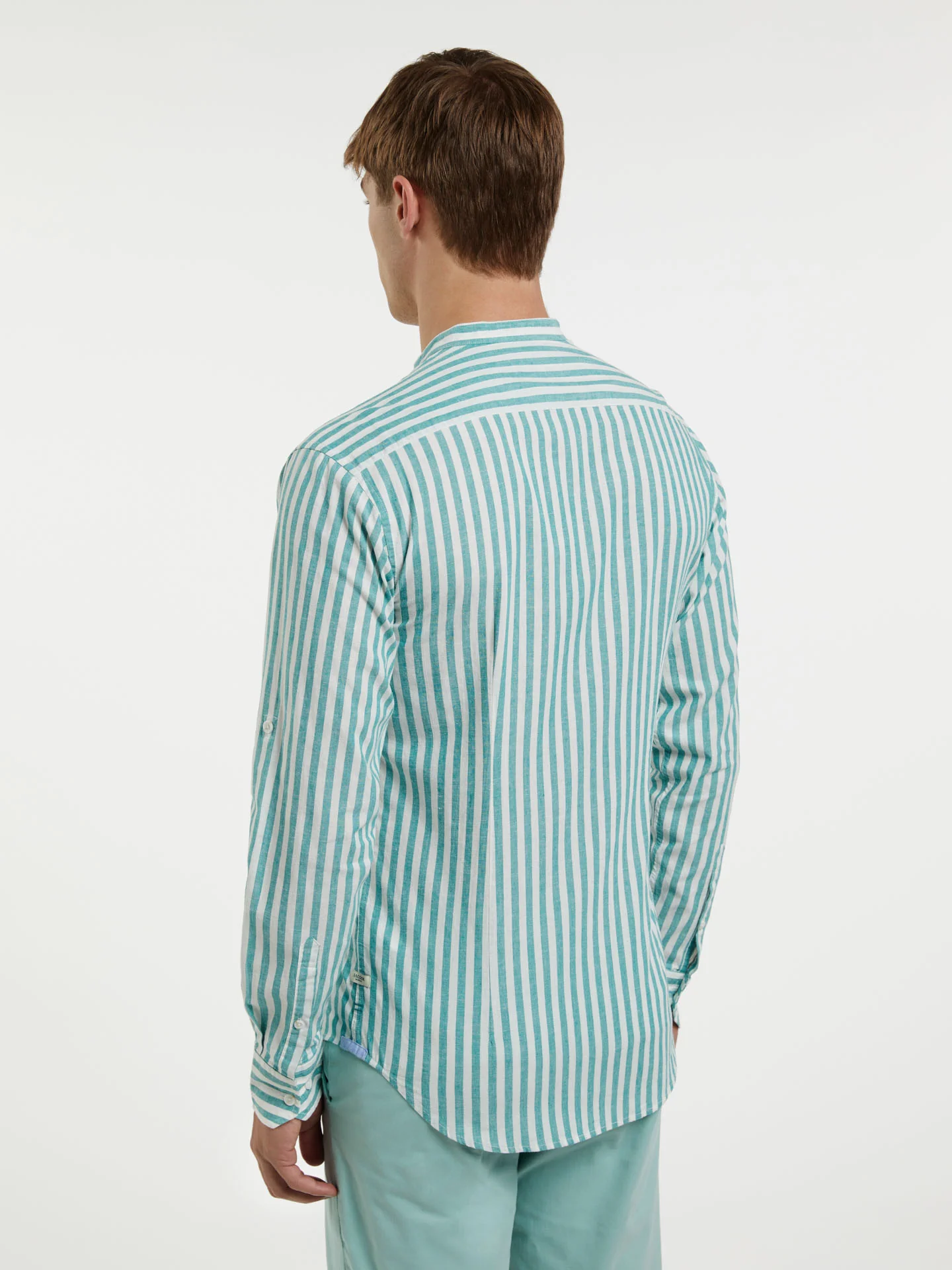 Slim fit special edition cotton-linen blend striped shirt - Image 2