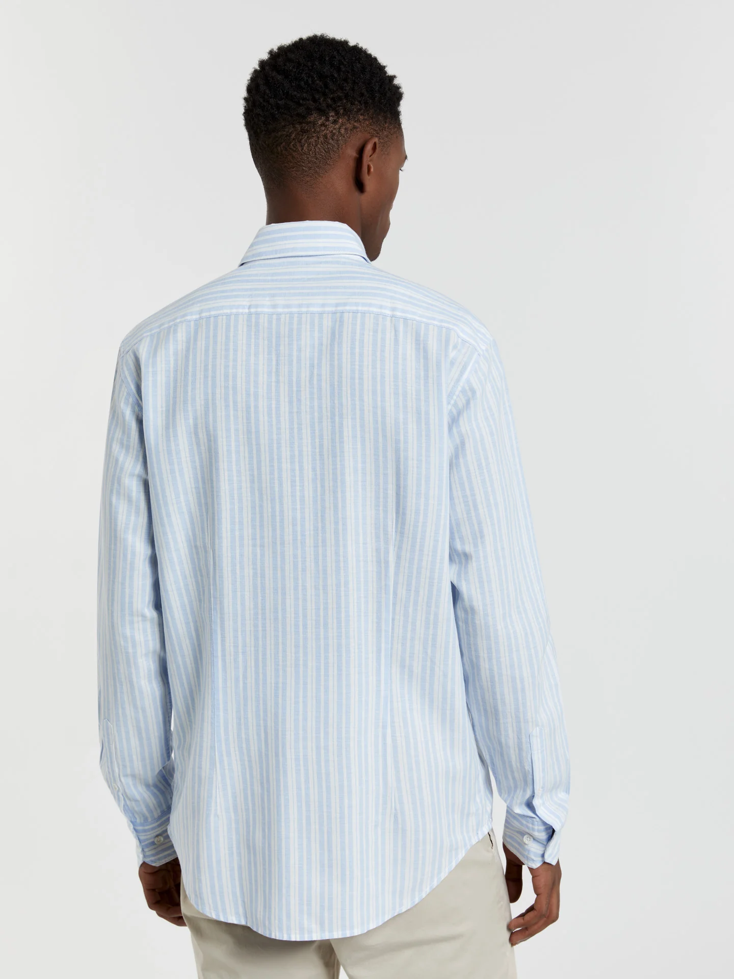 Slim fit special edition cotton-linen blend striped shirt - Image 3