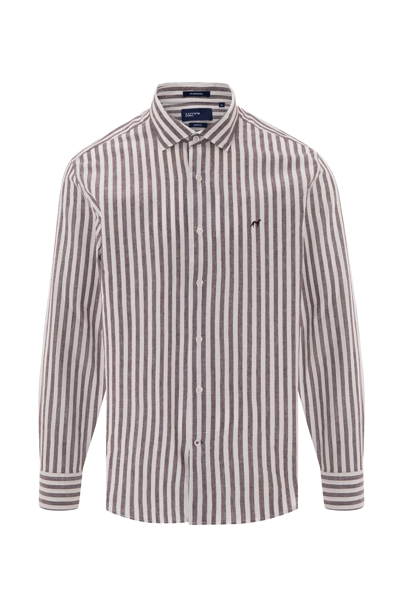 Slim fit special edition cotton-linen blend striped shirt