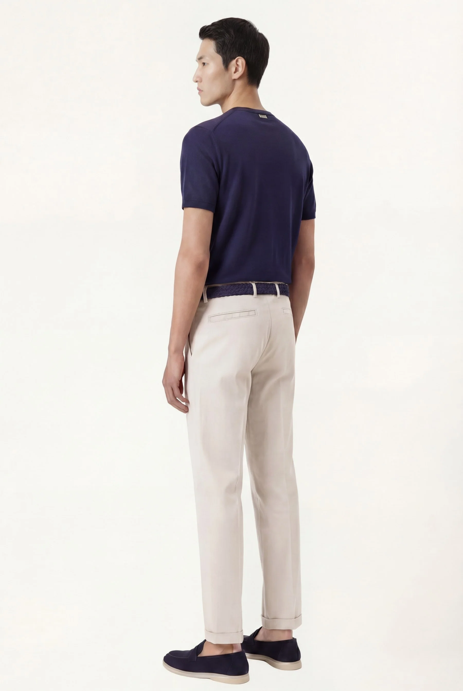 Slim fit Stretch Cotton Pleated Casual Trousers - Image 10