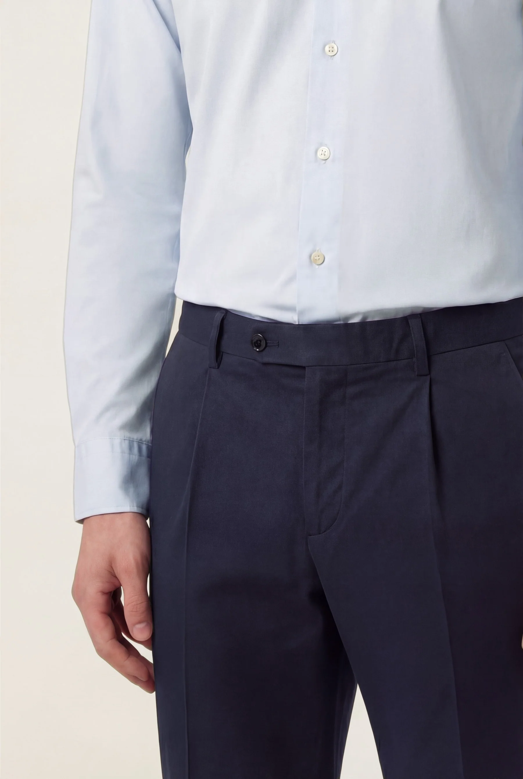 Slim fit Stretch Cotton Pleated Casual Trousers - Image 5