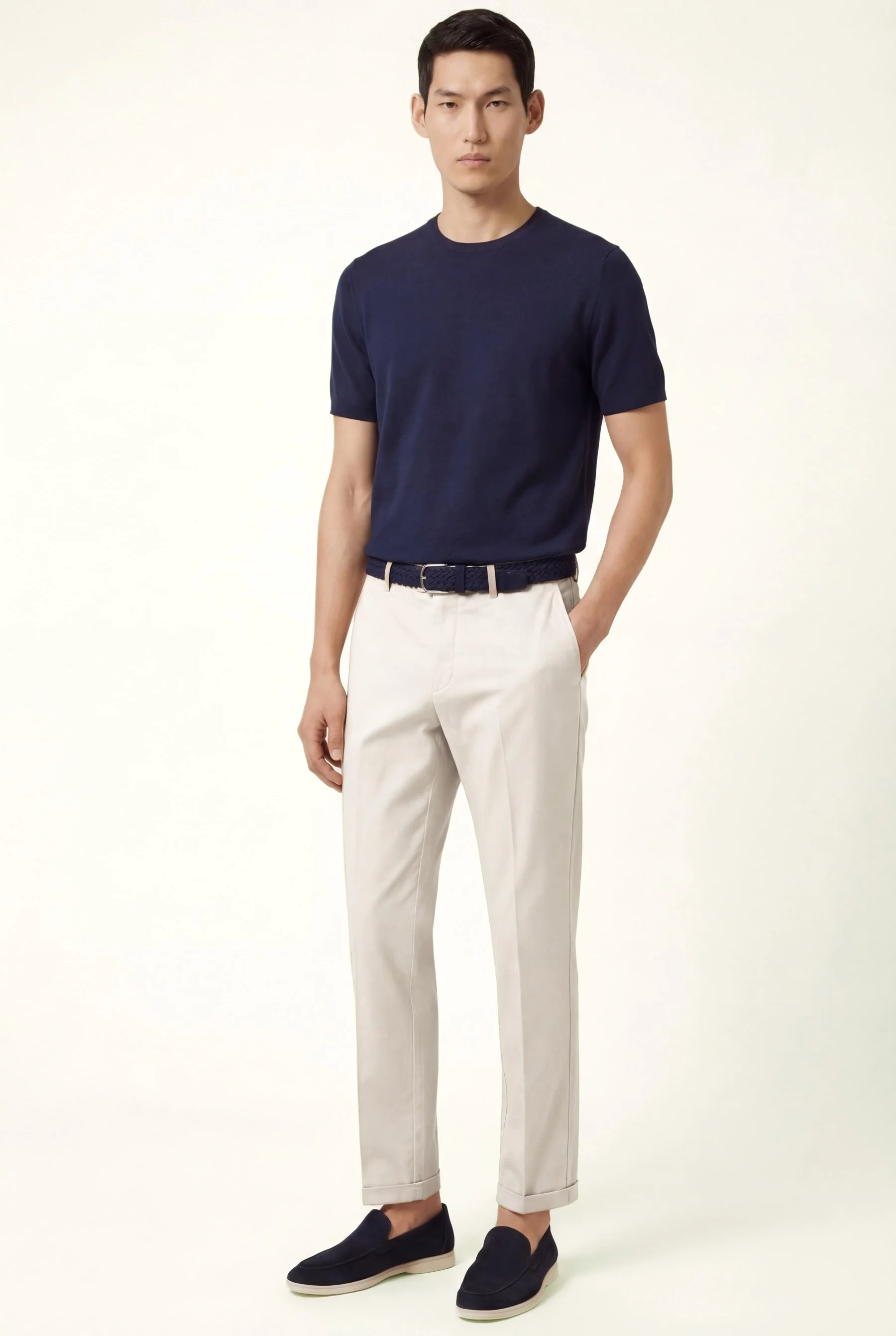 Slim fit Stretch Cotton Pleated Casual Trousers - Image 8