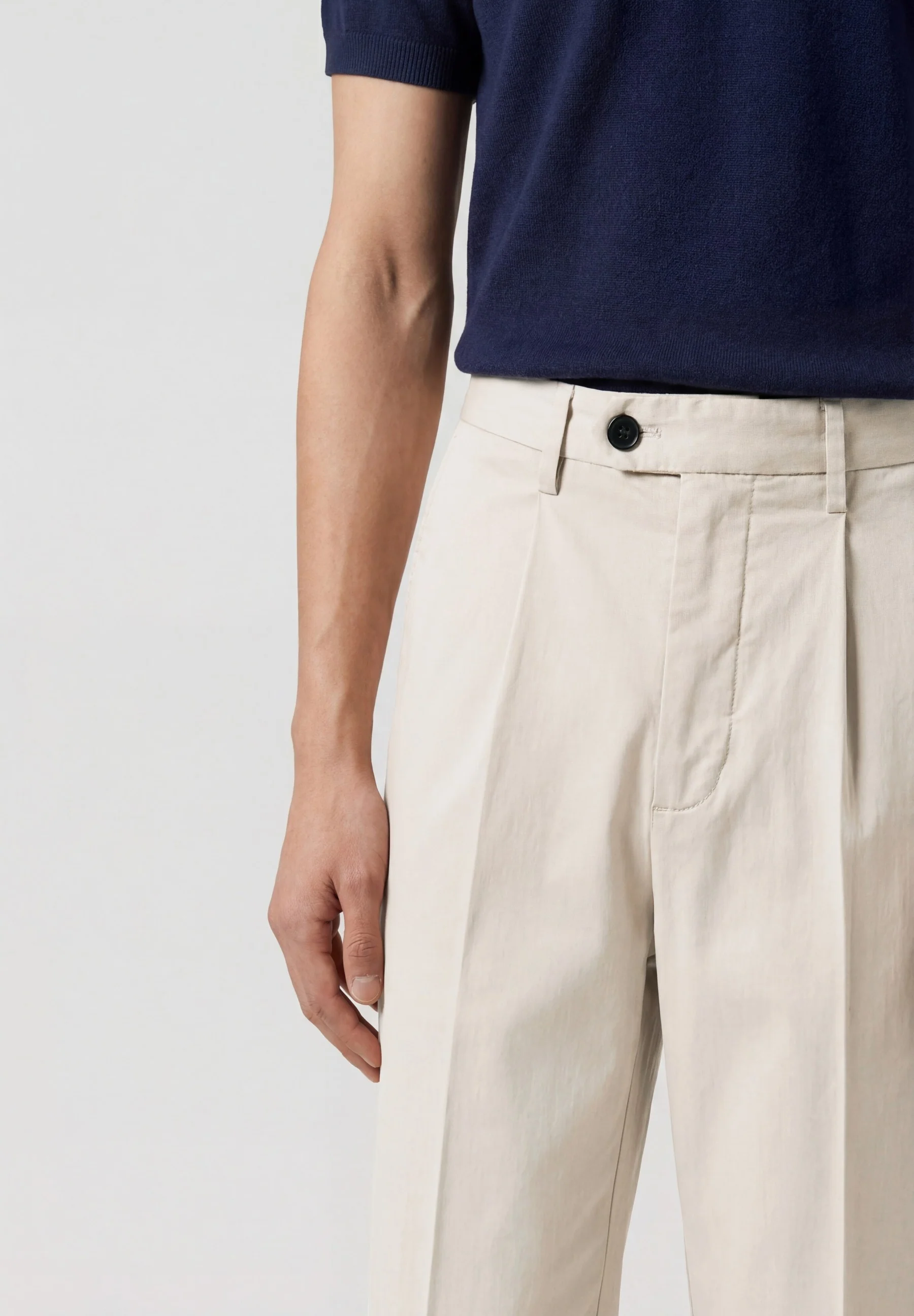 Slim fit Stretch Cotton Pleated Casual Trousers - Image 9