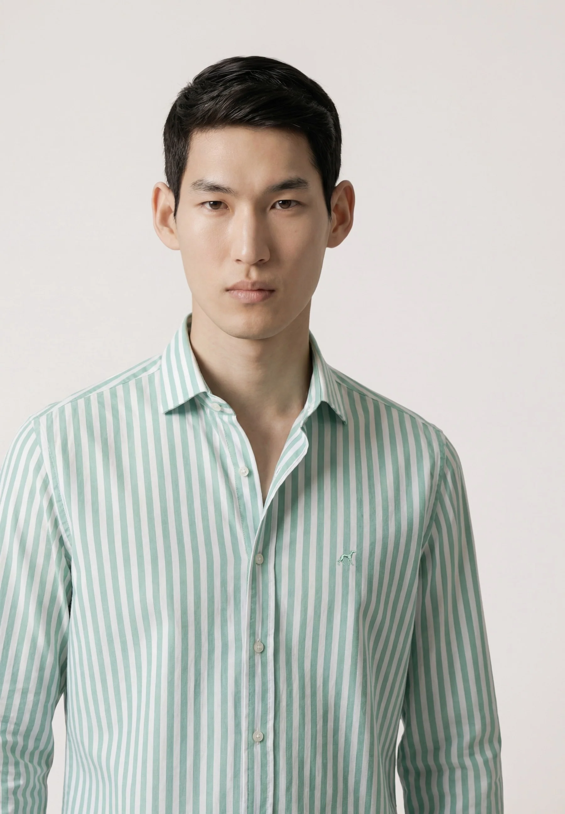 Slim Fit Striped Cotton & Linen Shirt with Open Collar - Image 3
