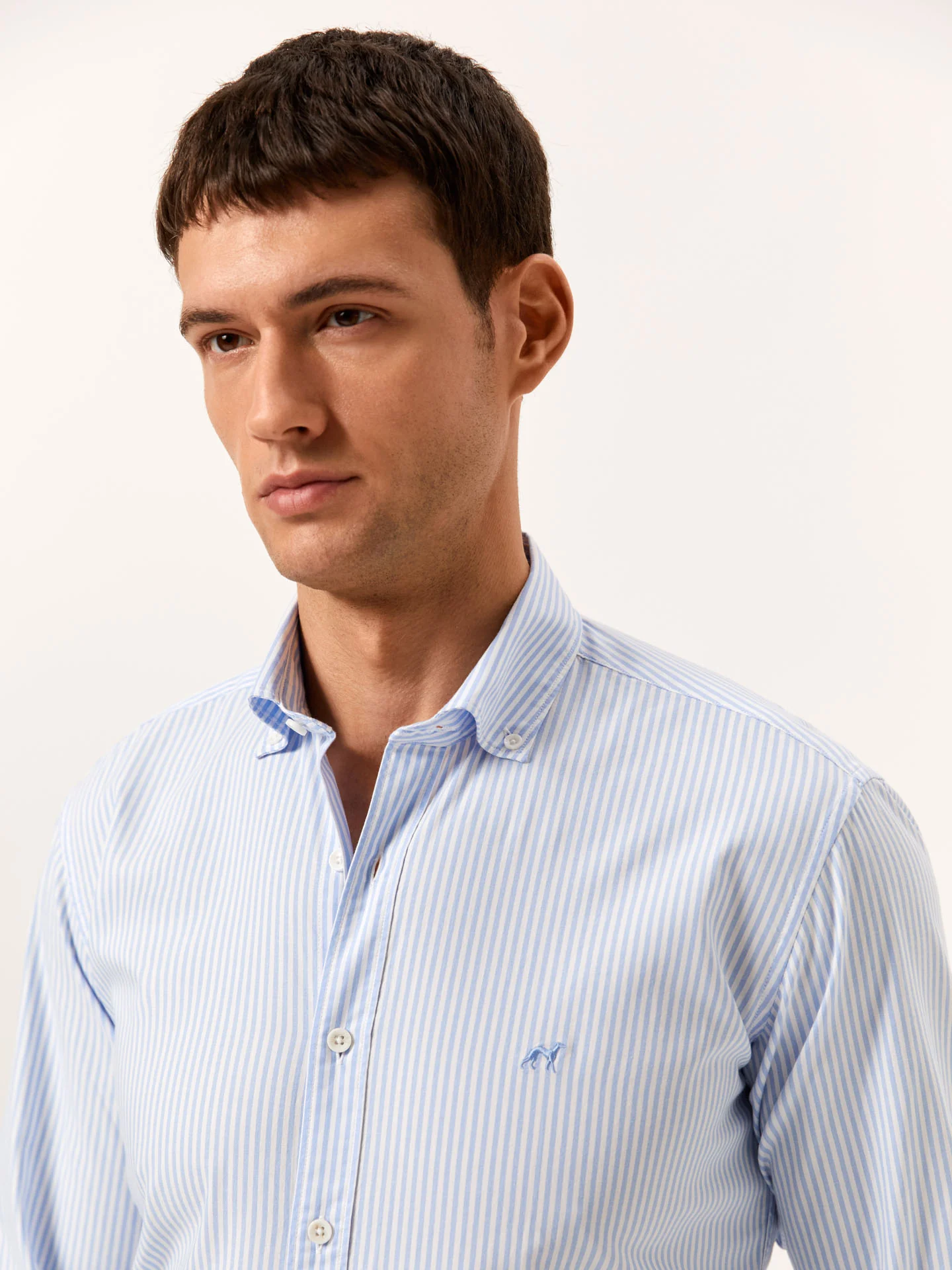 Slim Fit Striped Oxford Shirt in 100%BCI Cotton