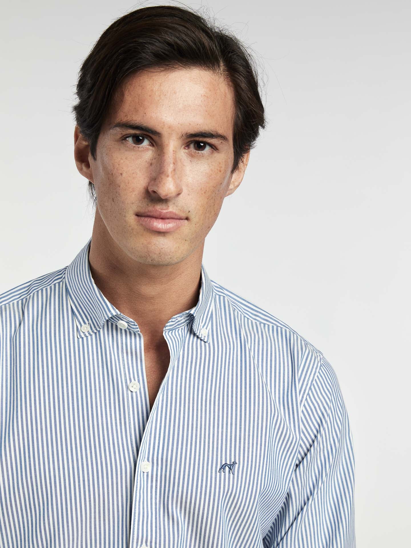 Slim Fit Striped Oxford Shirt in 100%BCI Cotton - Image 2