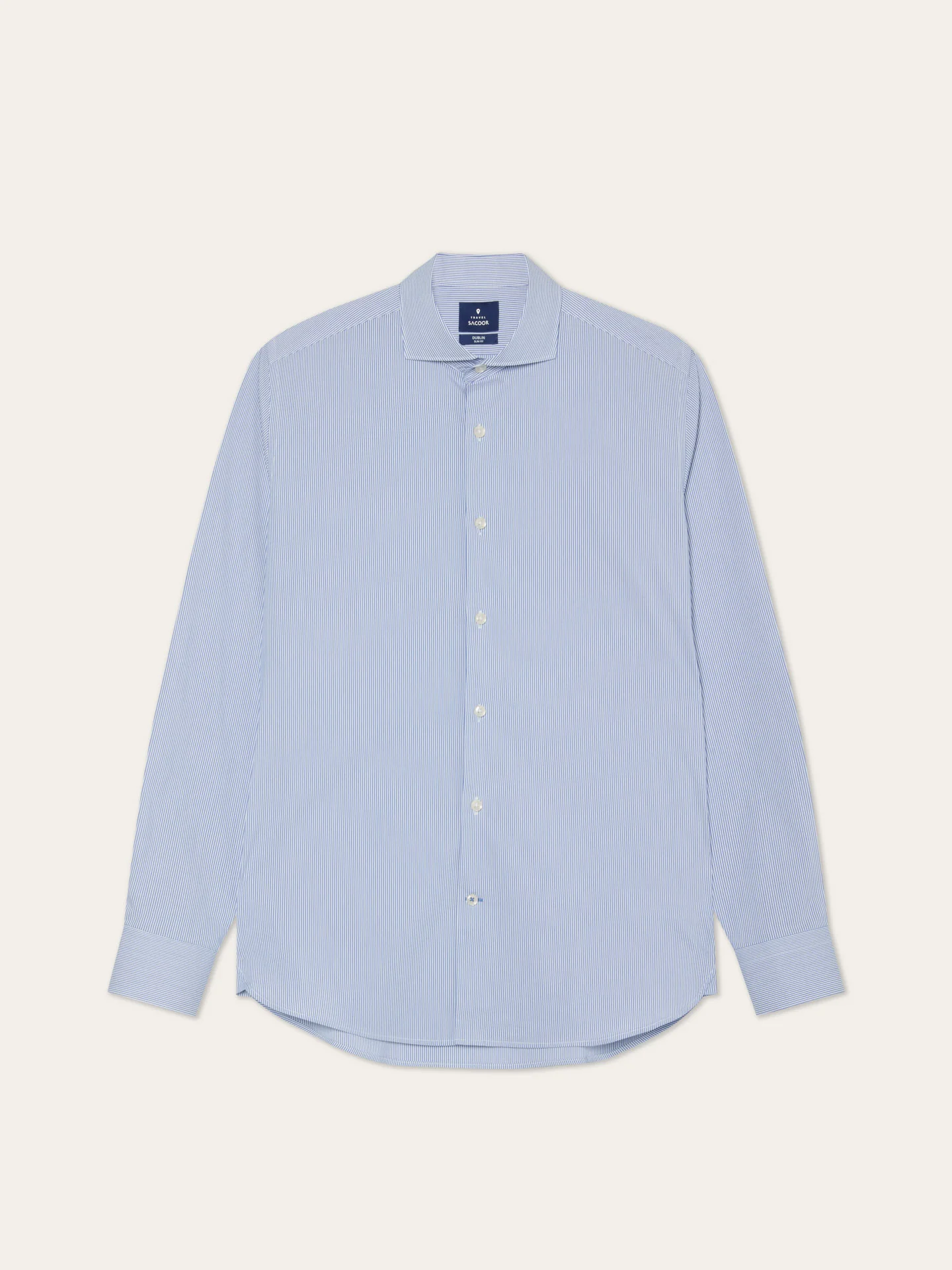 Slim Fit Striped Travel Shirt With Dublin Collar - Image 4