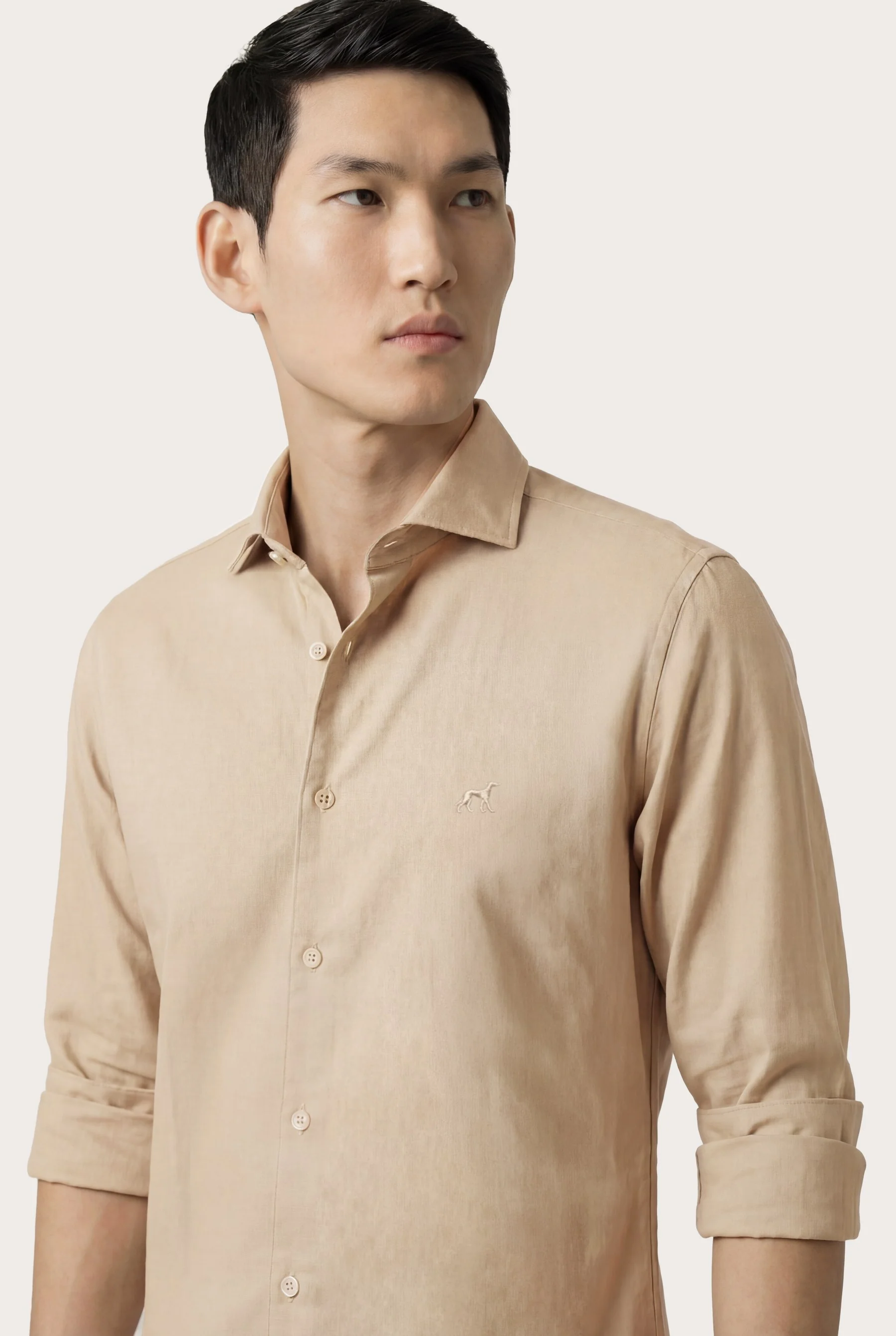 Slim Fit Structured Shirt With Open Collar - Image 6