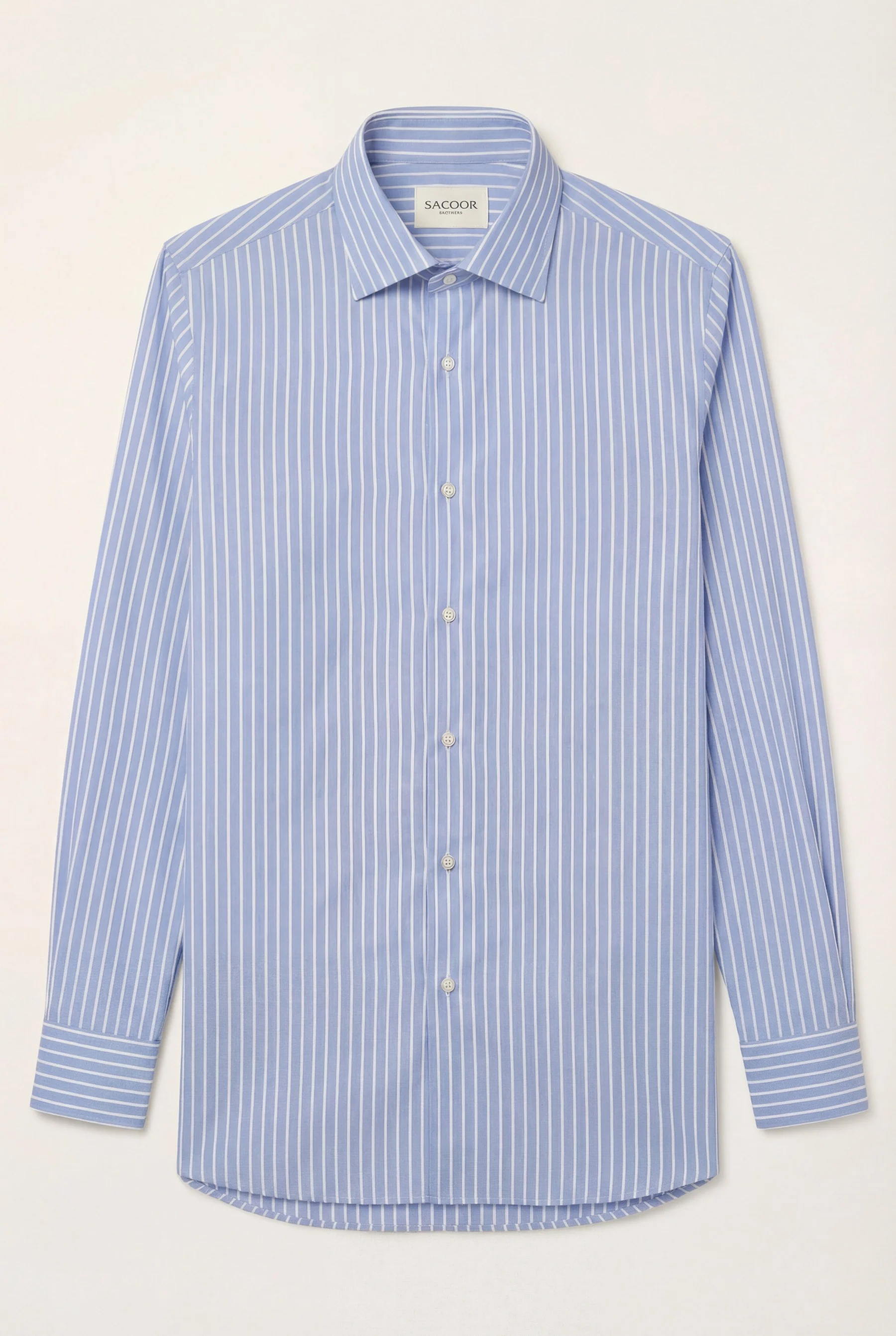 Slim Fit Travel Striped Poplin Luxury Stretch Cotton Shirt with Oxford Collar - Image 3
