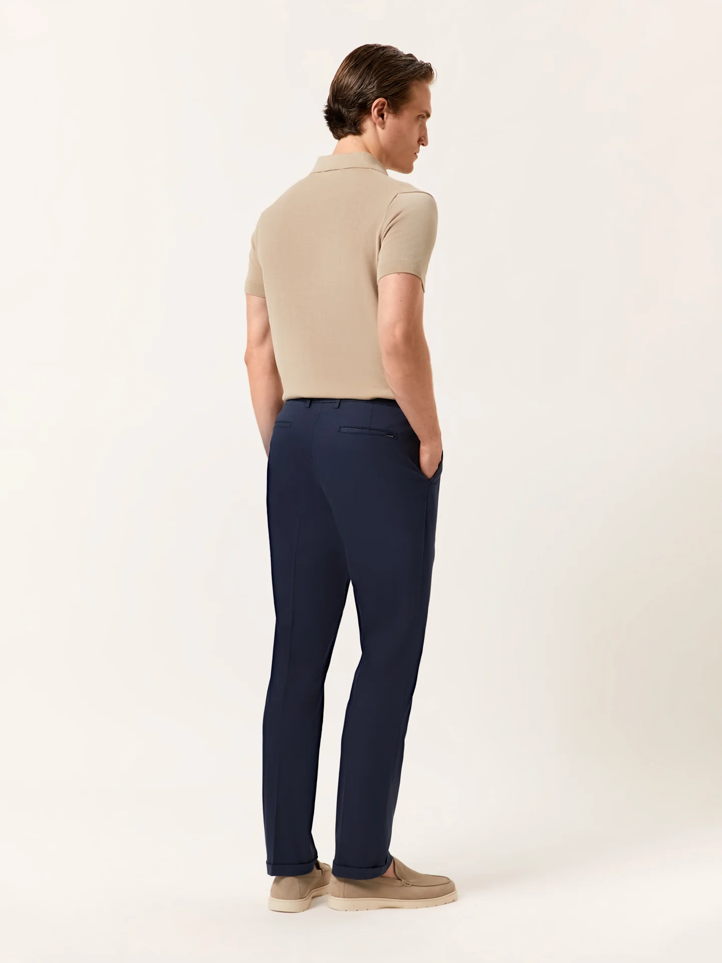 Slim fit Twill Garment Dye Casual Trousers with pleats - Image 3