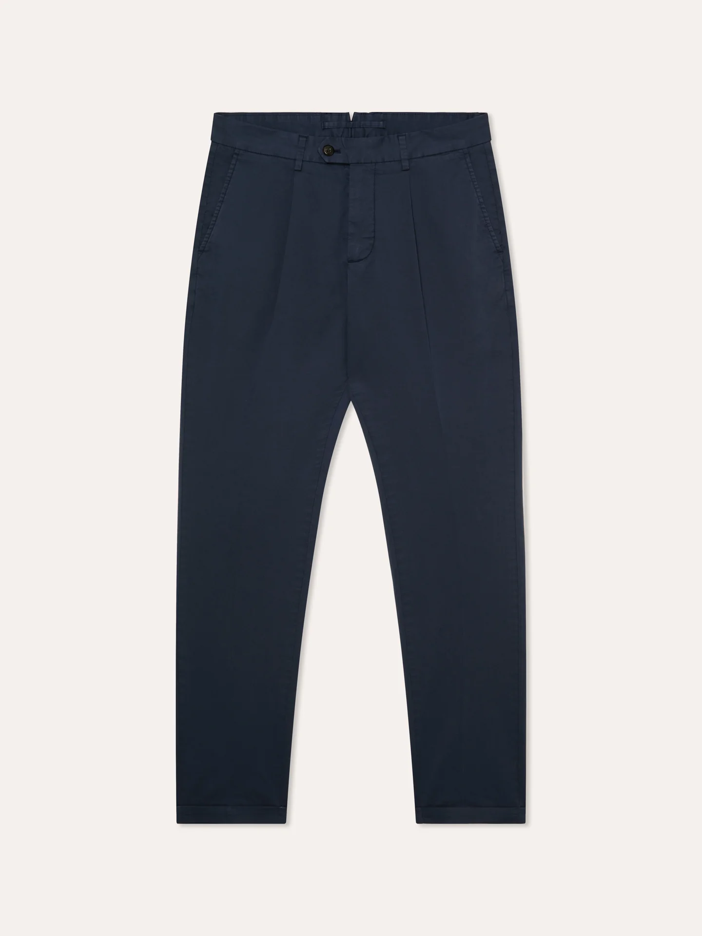 Slim fit Twill Garment Dye Casual Trousers with pleats - Image 4