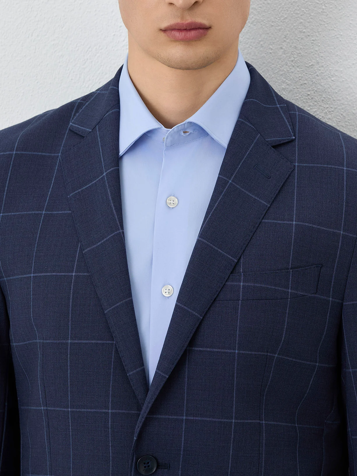 Slim Fit Windowpane Suit In Wool-elastane Blend - Image 2