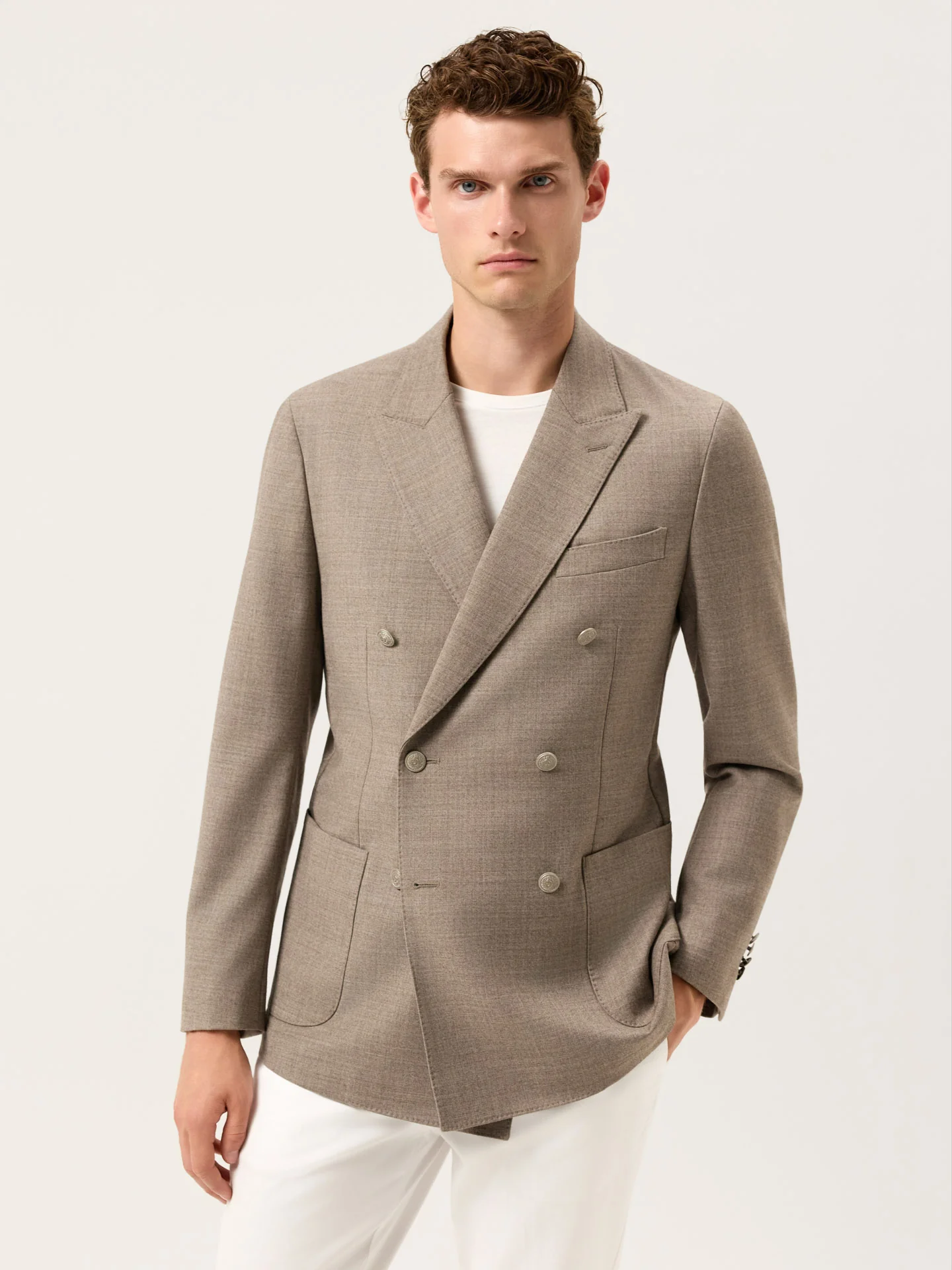 Soft Flannel Blazer With Patch Pockets