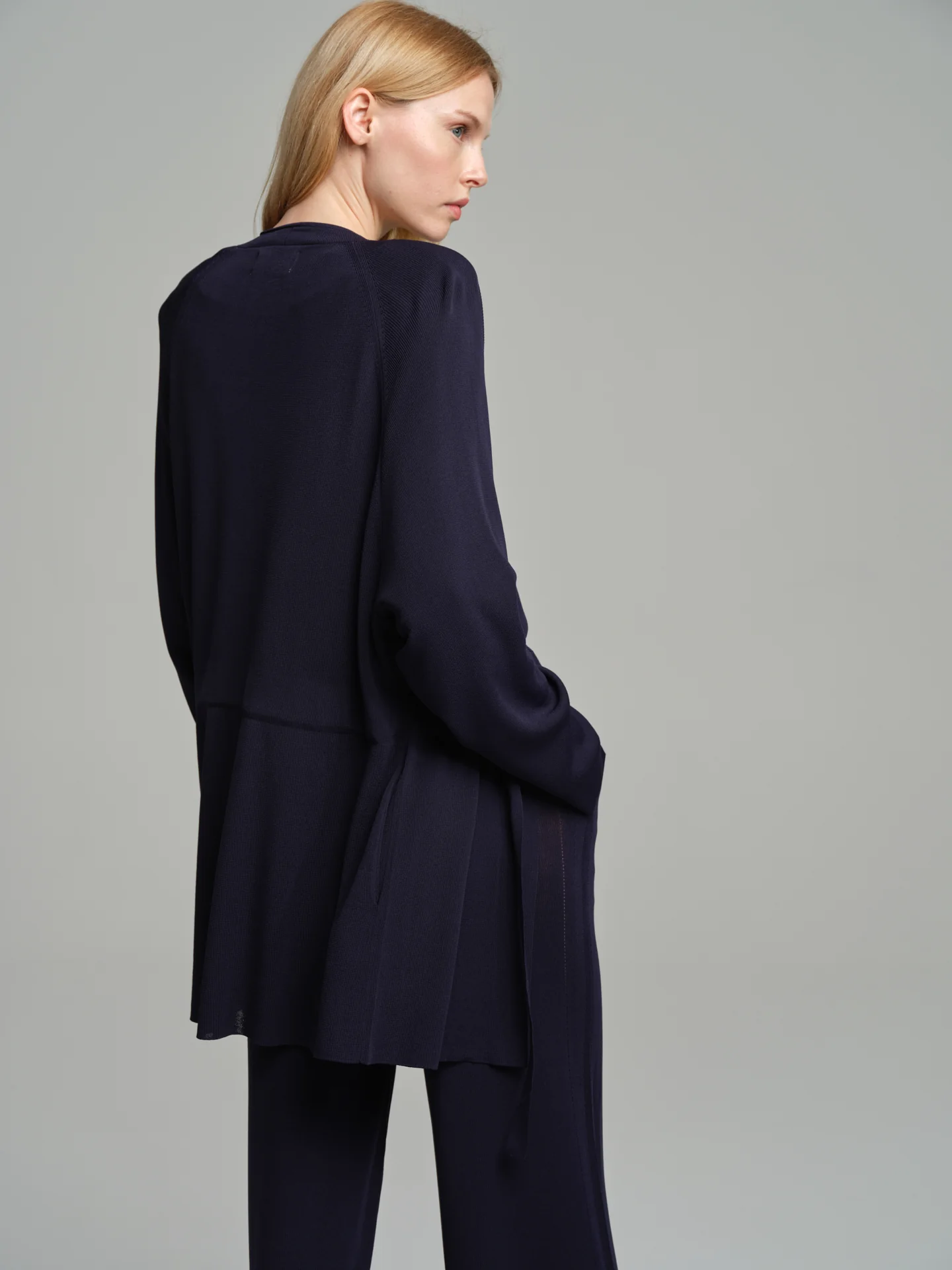 Structured-knit cardigan with tie belt - Image 9