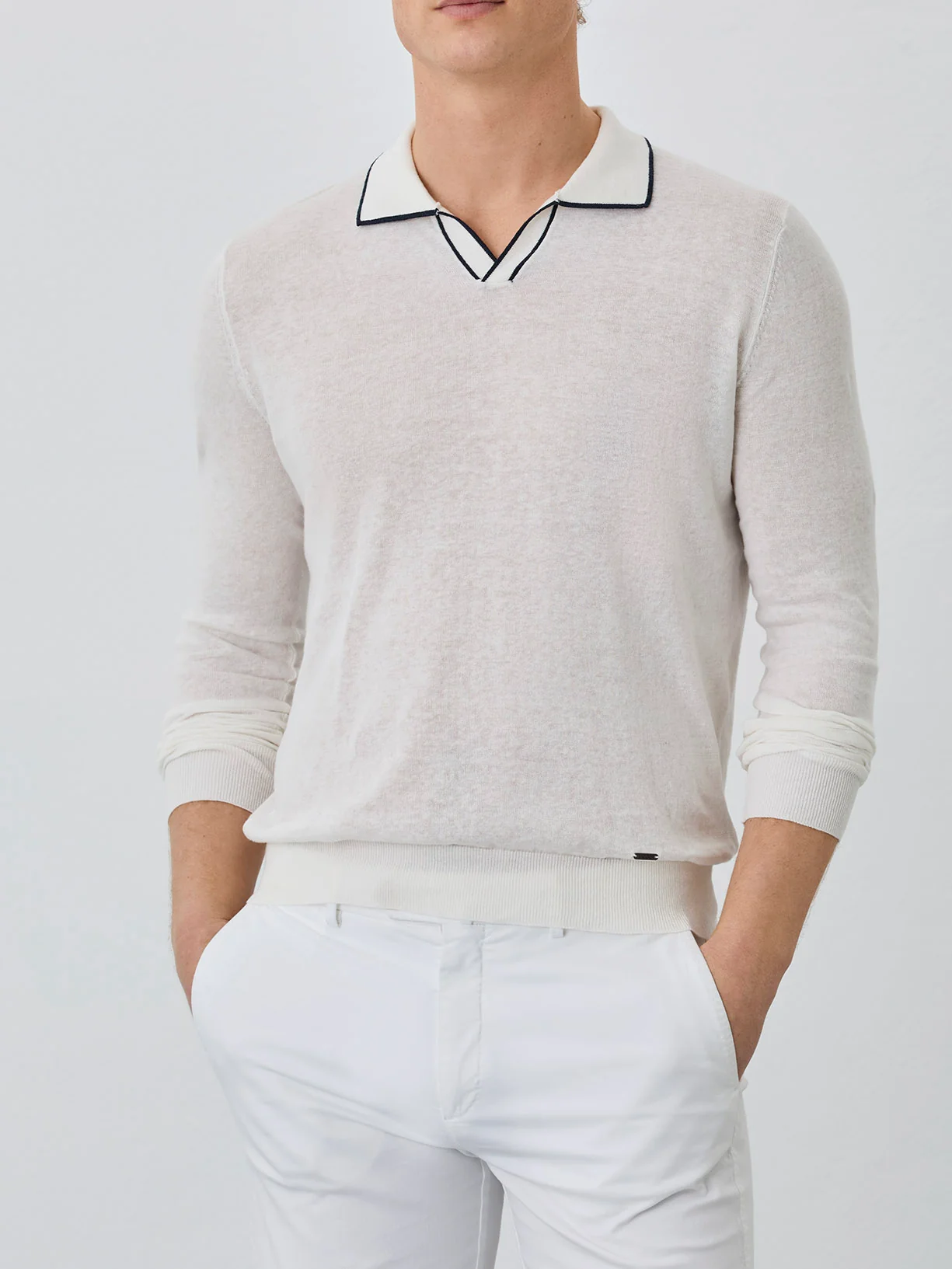 Sweater With Long Sleeves In Cotton-linen Blend - Image 4
