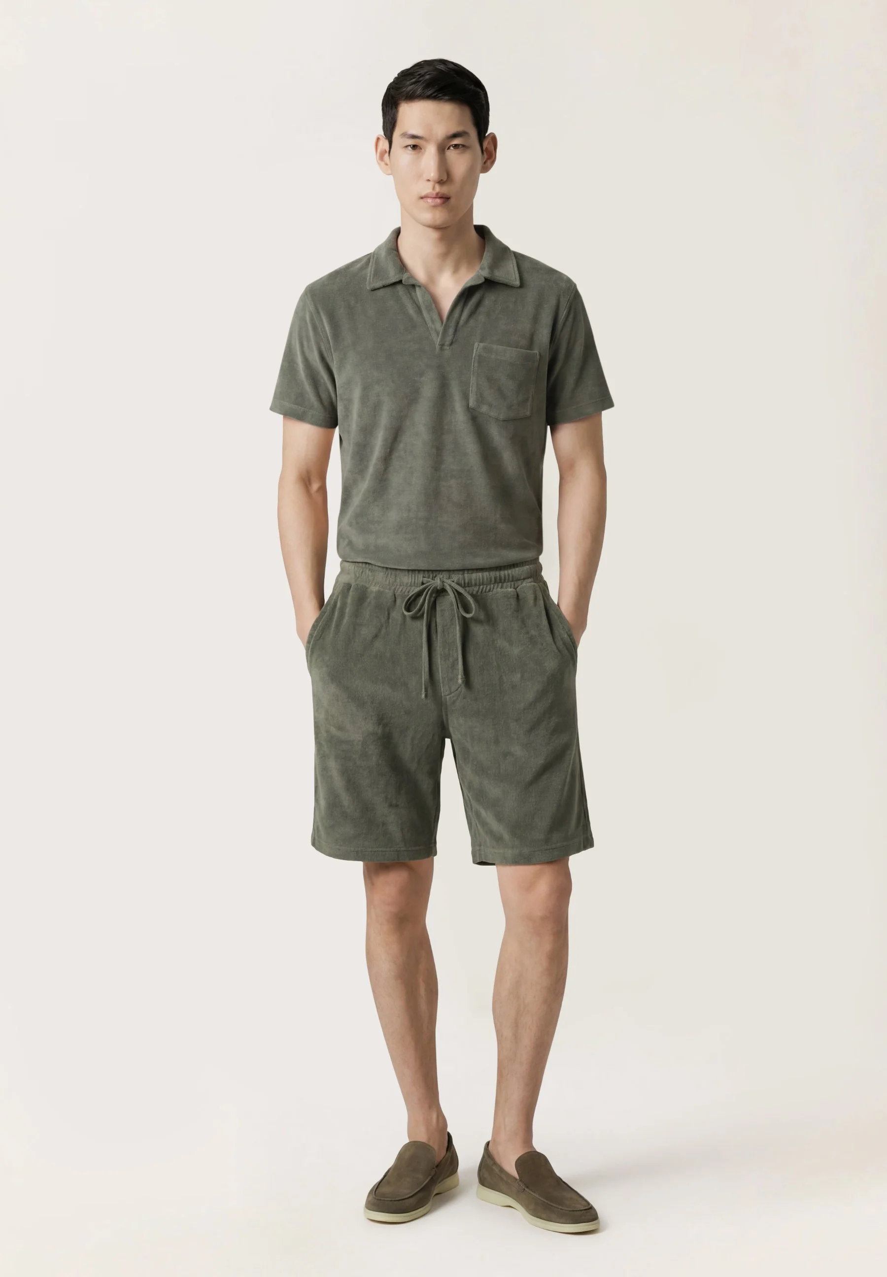 Terry Shorts With Elasticated Waistband And Drawcord - Image 9