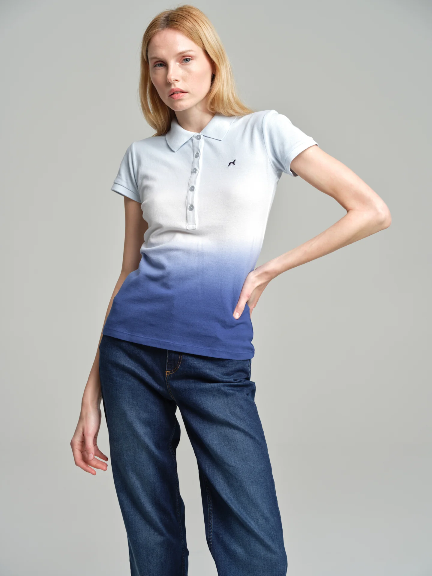Tie-dye ombre piquet polo shirt - Image 13