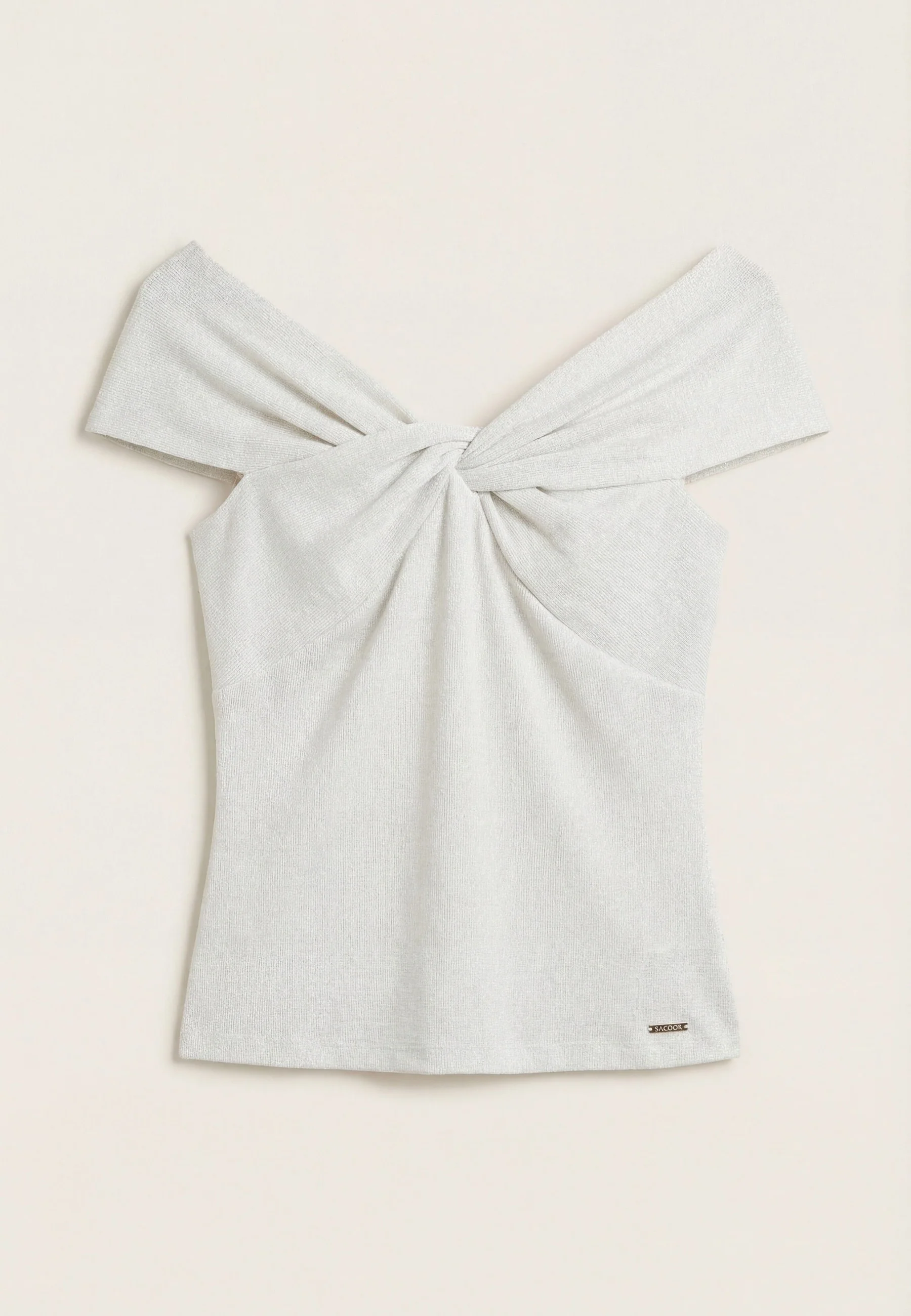 Twist-Front Knit Top In Lurex Yarn - Image 4