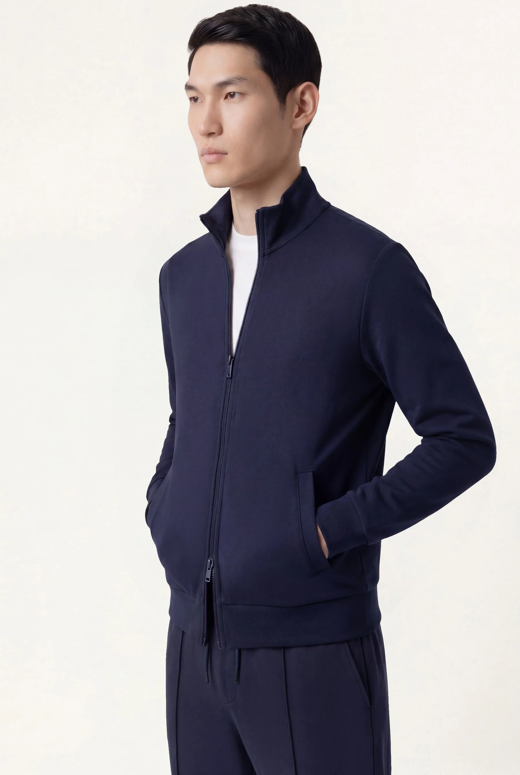 Zip-Up Interlock Sweatshirt With Stand Collar - Image 3
