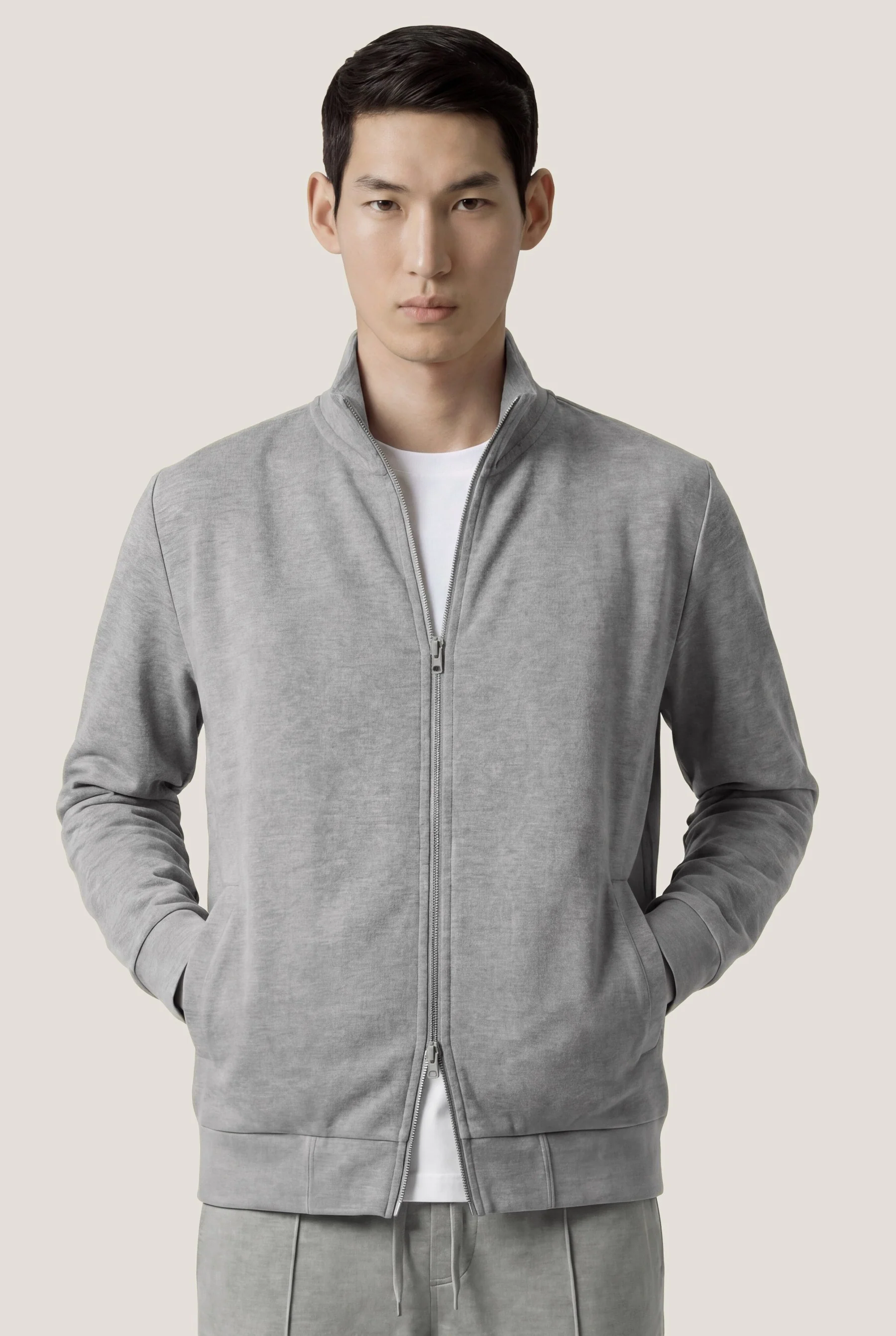 Zip-Up Interlock Sweatshirt With Stand Collar - Image 4